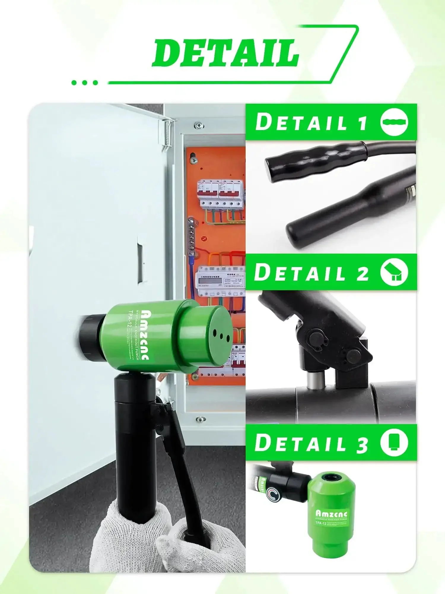 Beefy Hydraulic Knockout Hole Punch Driver Kit One-Half To Four Inches With 12 Ton Punch Capacity, 360 Degree Swivel Head, For Electrical Conduit And Metal Sheet, Includes Deep Draw Dies For Easier Cuts - Image 6