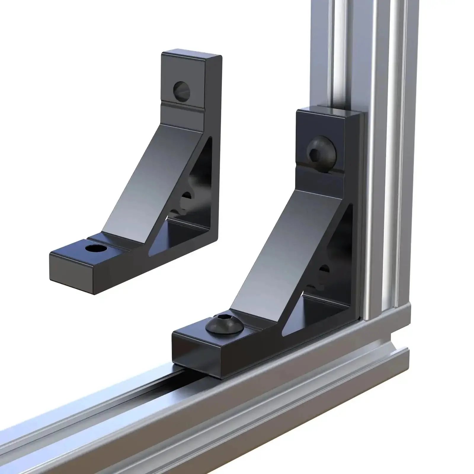 Beefy Industrial Grade Heavy Duty Corner Brackets For 2020 Series Aluminum Extrusion Profile With Screws And M5 T Slot Nuts 53 By 53 Millimeter Black Electrophoresis Zinc Alloy Finish Built To Last Rust Proof And High Abrasion Resistant Set Of 10 - Image 2