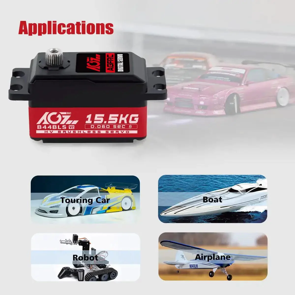 Beefy Low-Profile Brushless Digital Metal Gear Steering Servo For 1/10 And 1/12 RC Cars Trucks And Planes, 15.5 kg-cm Torque At 8.4V, 0.06 Sec Per 60 Degrees, 4.8-8.4V Operating, Heavy Duty High Torque Servo For B44BLS V2. - Image 3