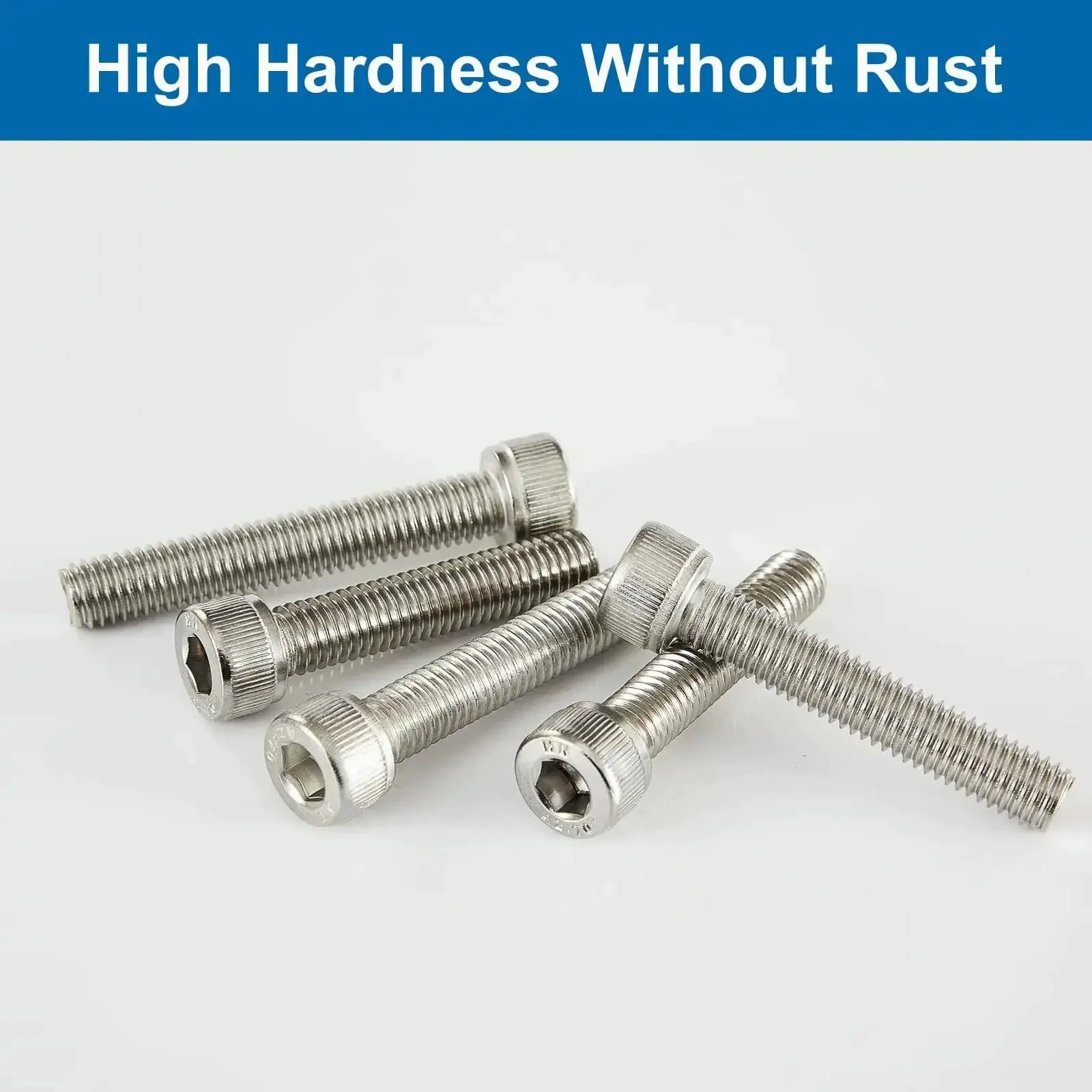 Beefy M6 Socket Head Cap Screws Set in 304 Stainless Steel, Fully Threaded, Bright Finish, Metric Allen Hex Drive, Lengths 8mm 12mm 16mm 20mm 25mm, 50 Piece Assortment Kit - Image 3