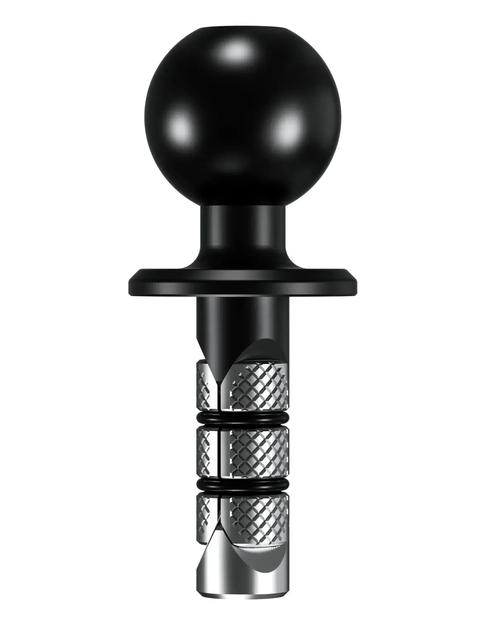 Beefy Metal Motorcycle Fork Stem Mount Base With 1 Inch TPU Ball For Stem Holes 12mm To 25.4mm Includes Dual Spacer Set For 12 To 18.5mm And 18.5 To 25.4mm Compatible With RAM Mounts B Size 1 Inch Ball Double Socket Arm - Image 2