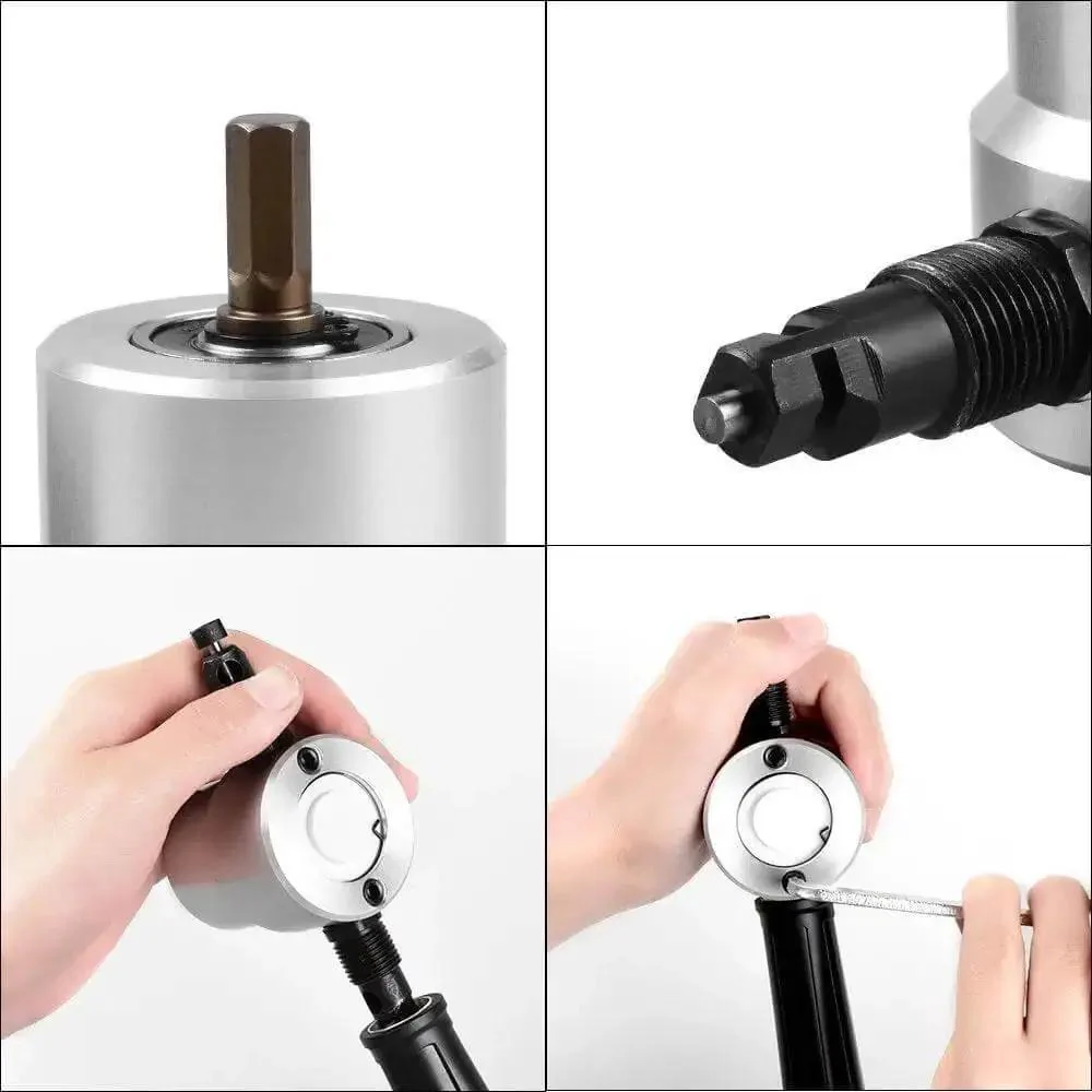 Beefy Multipurpose Double Head Sheet Metal Nibbler And Hole Saw Drill Cutter Attachment For Electric Power Drills That Delivers Clean Cuts In Iron Stainless Steel Aluminum Copper Plastic And Plywood With Smooth Edges - Image 2