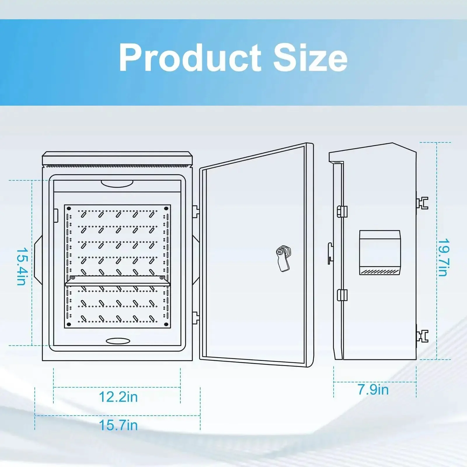 Beefy Outdoor Electrical Box With Thermostat And Fan For Weatherproof Protection, Tough As Nails Cold Rolled Steel, Aluminum Back Beam, One Piece Ventilation Design, IP65 Waterproof, Wall Or Pole Mount, Size 19.6 Inches Long, 15.7 Wide, 7.9 High - Image 2