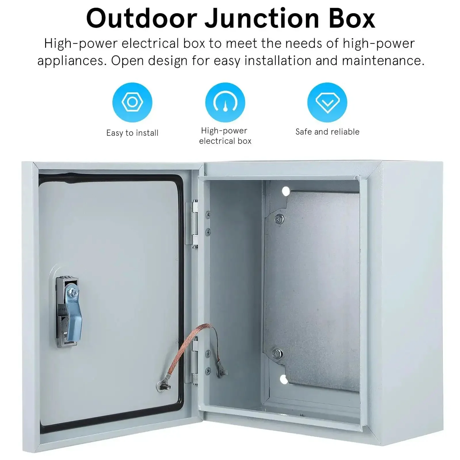Beefy Outdoor Wall Mounted Metal Electrical Junction Box Weatherproof Control Panel Enclosure 250x300x140mm For Home Power Distribution Thickened Cabinet Without Handle - Image 3