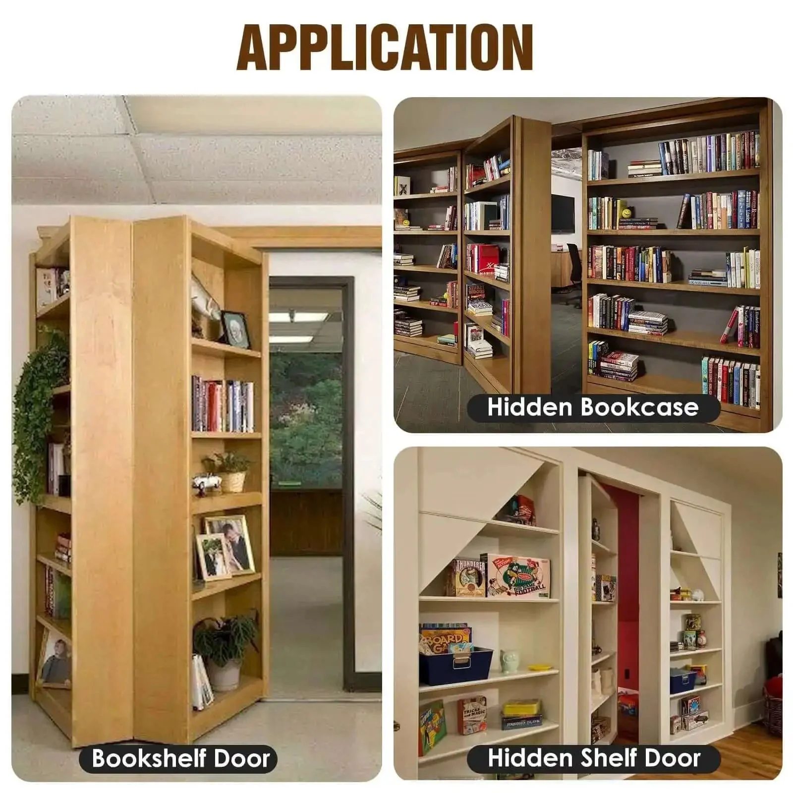 Beefy Pivot Hinge Kit With 200 Lb Capacity For Secret Bookcase Doors And Concealed Side Mount Hardware For Ultra Smooth Quiet Operation And Solid Panel Support For Long Lasting Durable Performance In Any Home Or Workshop - Image 3