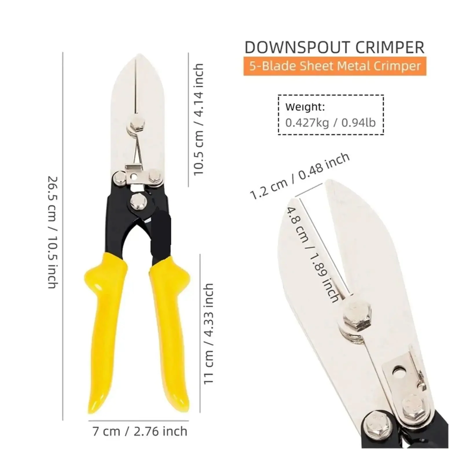 Beefy Pro Grade Heavy Duty 5-Blade Hand Cable Crimper for Duct Work and Sheet Metal, Stainless Steel Construction, Precise, Easy Crimping Tool for Gauge Ducting and Tough Jobs - Image 3