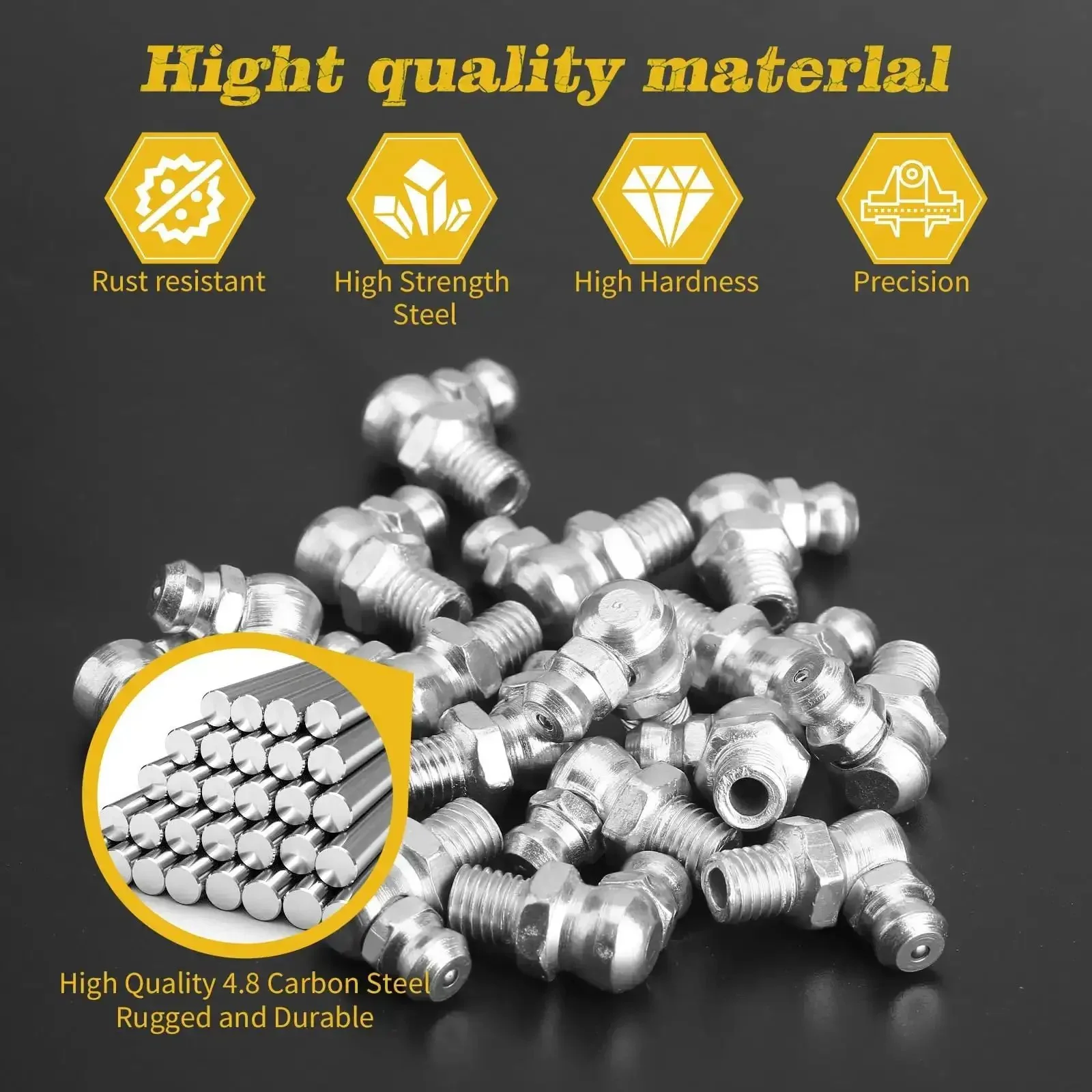 Beefy Pro Grade Heavy Duty 60 Piece Galvanized Steel Grease Fittings Set With SAE Quarter Inch And Eighth Inch Zerks In Straight, 45 Degree, And 90 Degree Angles For Automotive And Machinery Maintenance - Image 5