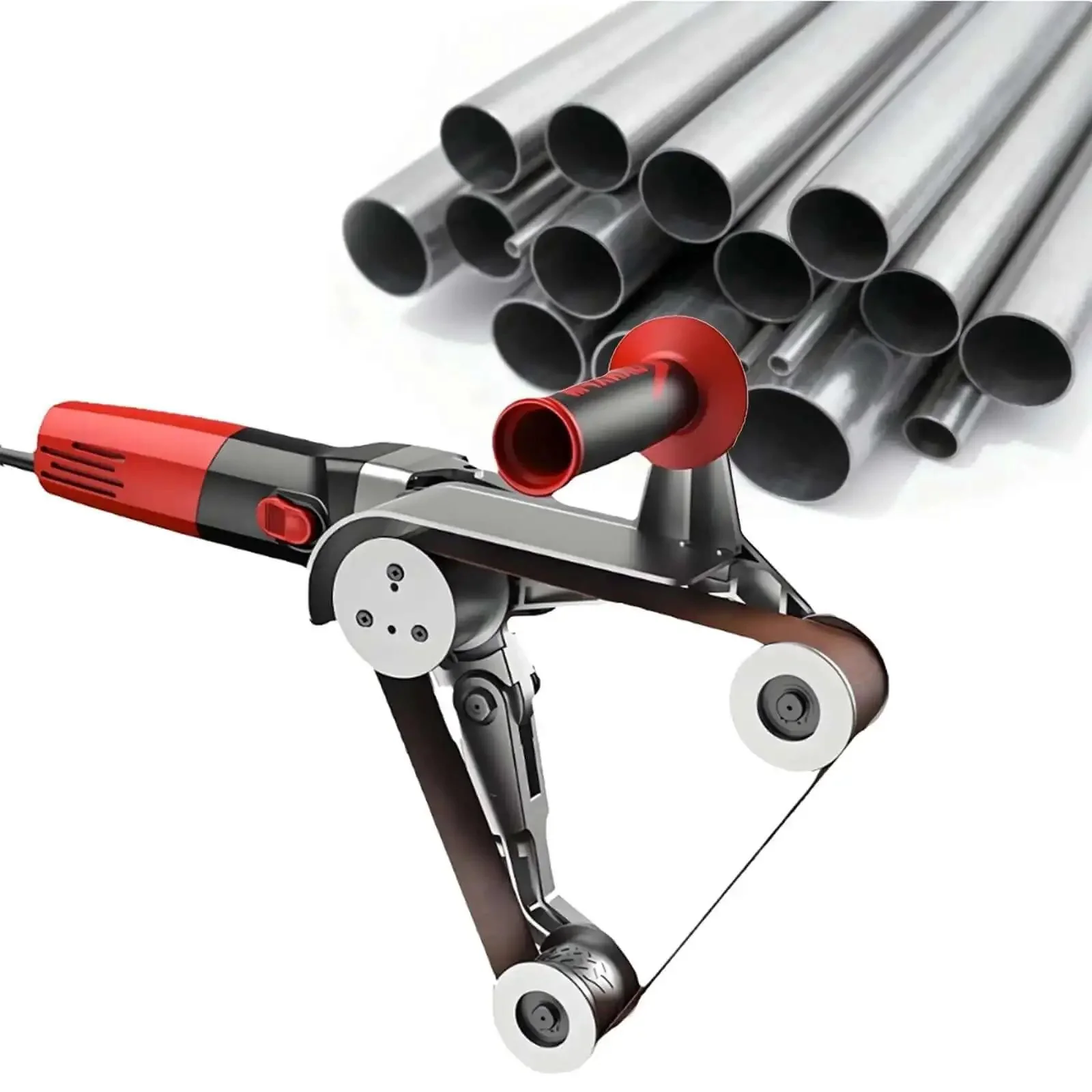 Beefy Pro Grade Pipe Polisher And Belt Sander For Metal Tubes And Round Pipes, 1100W, 6 Variable Speeds, 2 Rollers Plus 3 Roller Option For Rust Removal, Welding Cleanup, Smoothing And Mirror Finish
