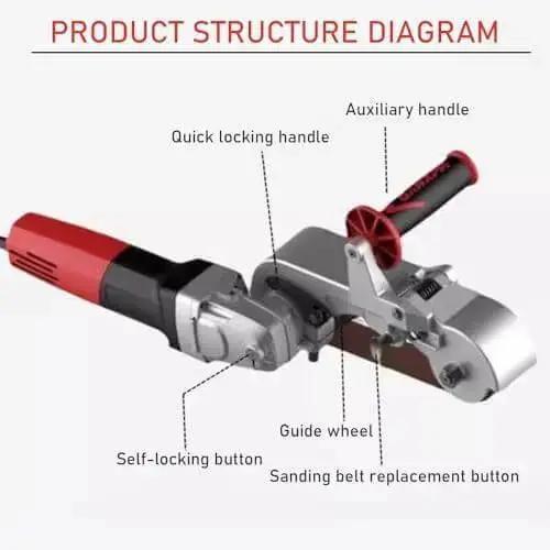 Beefy Pro Grade Pipe Polisher And Belt Sander For Metal Tubes And Round Pipes, 1100W, 6 Variable Speeds, 2 Rollers Plus 3 Roller Option For Rust Removal, Welding Cleanup, Smoothing And Mirror Finish - Image 5