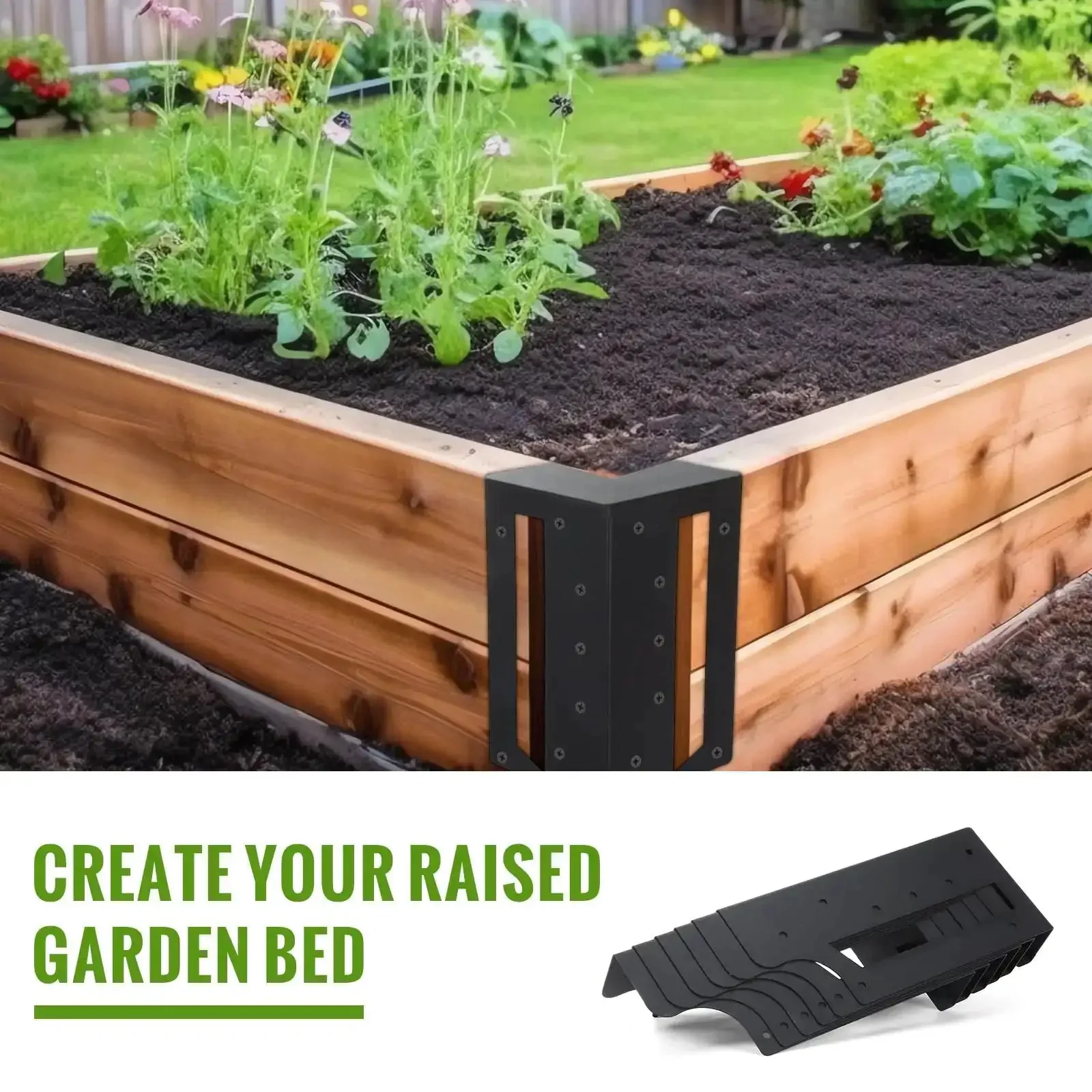 Beefy Raised Garden Bed Corner Brackets With Securing Lip For Wood Frames Fits Lumber Up To 2 By 12 Inches Heavy Duty Carbon Steel With Anti Rust Coating Easy Assembly Includes All Hardware For Stable Outdoor Beds - Image 5