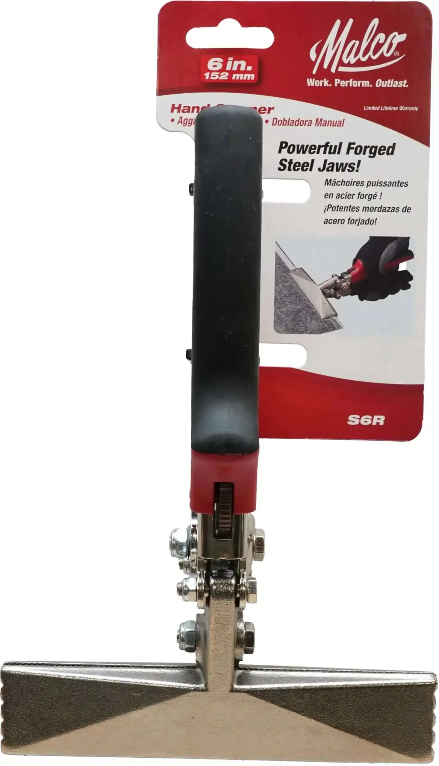 Beefy S6R Hand Seamer With Soft Grip Non Slip Handle One Hand Operation Latch Drop Forged Jaws In High Impact Steel Pro Grade Ergonomic Contoured Grips Maximized Leverage And One Quarter Inch Vee Notched Depth Graduations - Image 3