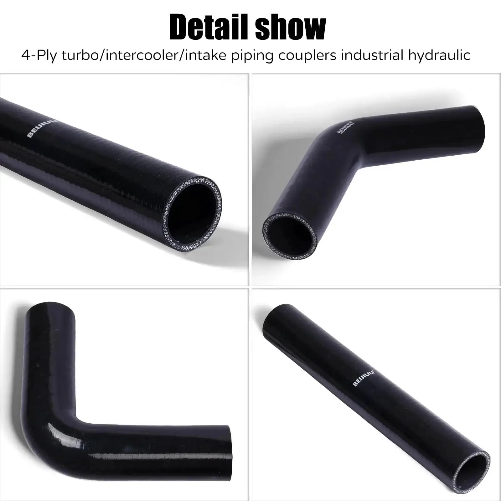Beefy Silicone Radiator Hose ID One And Three Quarter Inches 12 Inch Length Durable 4 Layer Reinforced Coolant Air Hose For Automotive Marine Turbo Intake And Hydraulic Systems Black - Image 2
