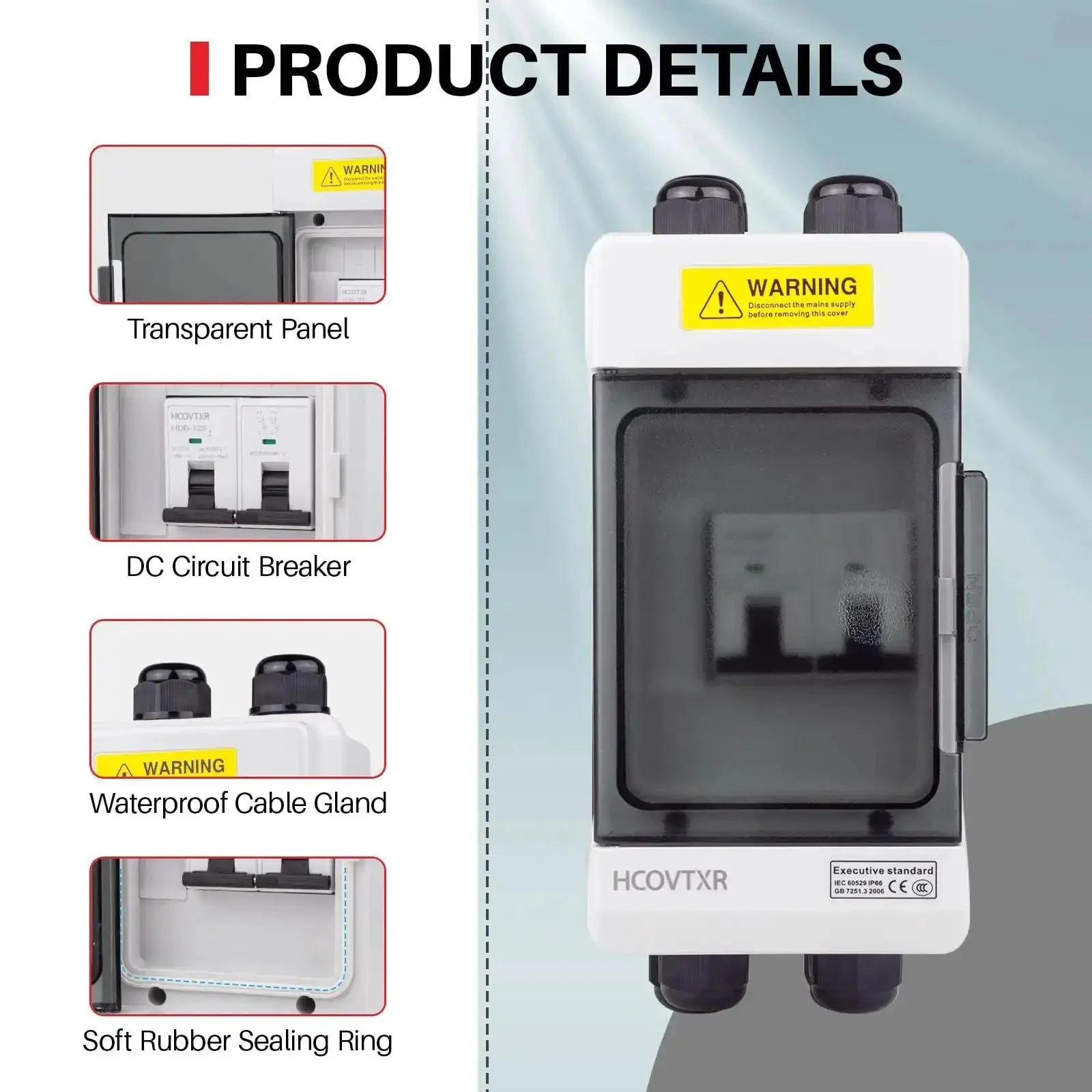 Beefy Solar Panel Disconnect Switch 125A 1000VDC Two Pole Outdoor DC Shutoff Box With Weatherproof UV Proof Housing For Solar PV Home Systems Plug And Play Wire Connections And Durable Copper Contacts - Image 6