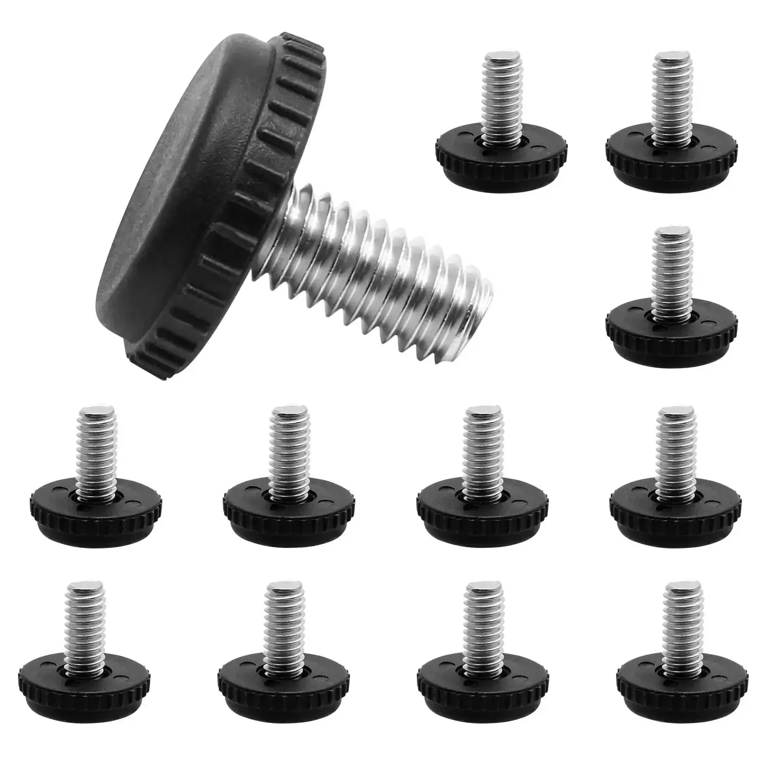 Beefy Stainless Steel Furniture Leveling Feet 5/16-18 Thread Adjustable Outdoor Levelers for Table and Chair Legs Rustproof Patio Ready 12 Pack Set Now