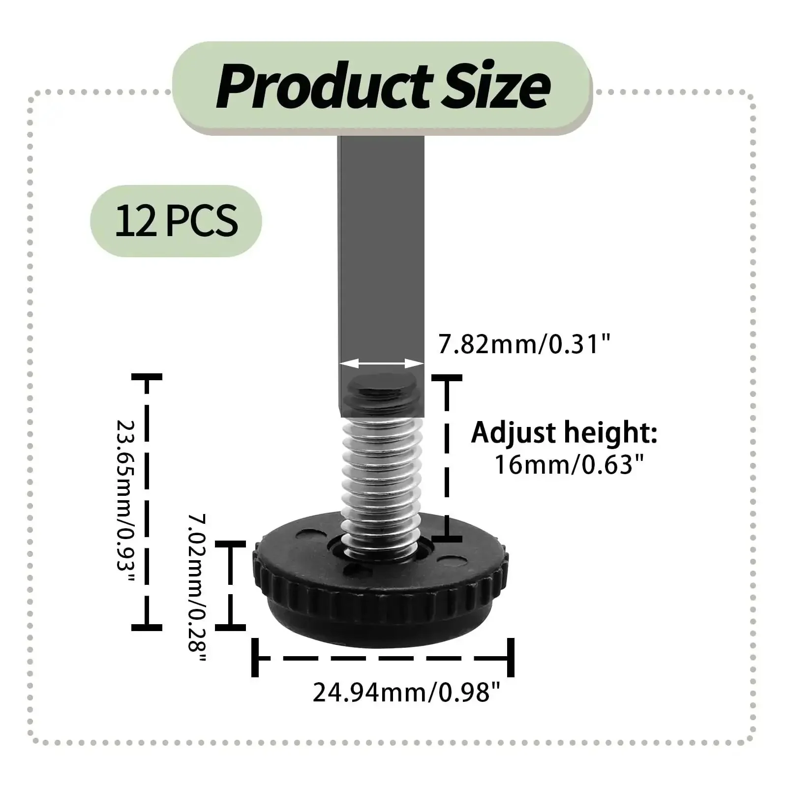 Beefy Stainless Steel Furniture Leveling Feet 5/16-18 Thread Adjustable Outdoor Levelers for Table and Chair Legs Rustproof Patio Ready 12 Pack Set Now - Image 6