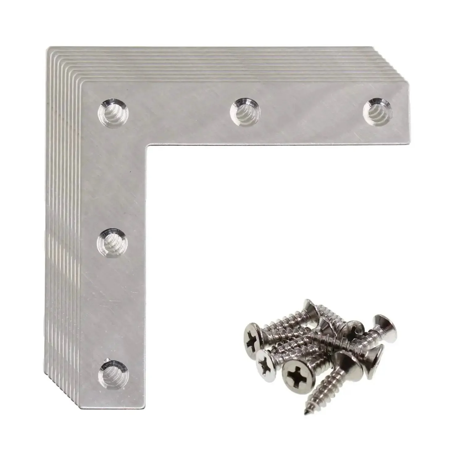 Beefy Stainless Steel L Shape Corner Brace For Wood And Metal Fixing Great Shelf Cabinet Support Pack Of 10 80x80mm 1.5mm Thick With 5 Holes 4.5mm Each Rustproof And Durable