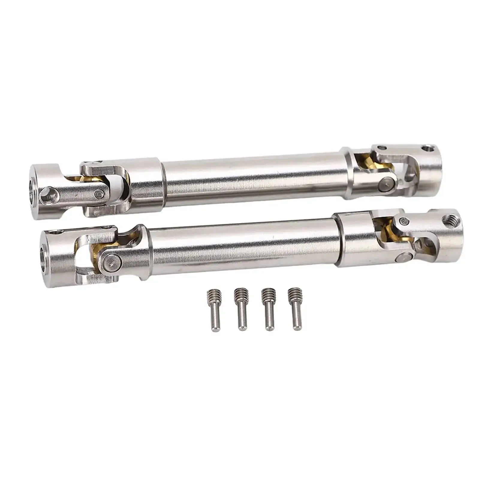 Beefy Stainless Steel RC Drive Shaft M4 2 Pack For 1/10 Scale Crawlers With Universal Six Tooth Spline Brass Ball End 91mm Easy Install Durable Crawler Axle Link For Heavy Duty Off Road RC Fun