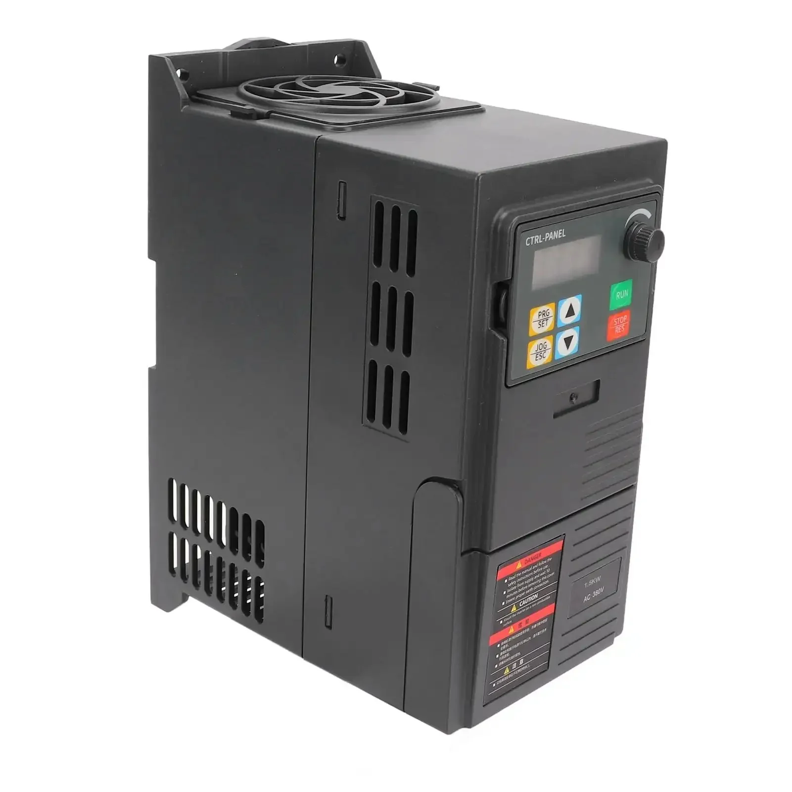 Beefy VFD Drive For 380 To 440V Input And 0 To 440V Output Single To Three-Phase Variable Frequency Drive For Spindle Motors Low Noise PWM Control EMI Shield Big Heatsink With Cooling Fan - Image 5