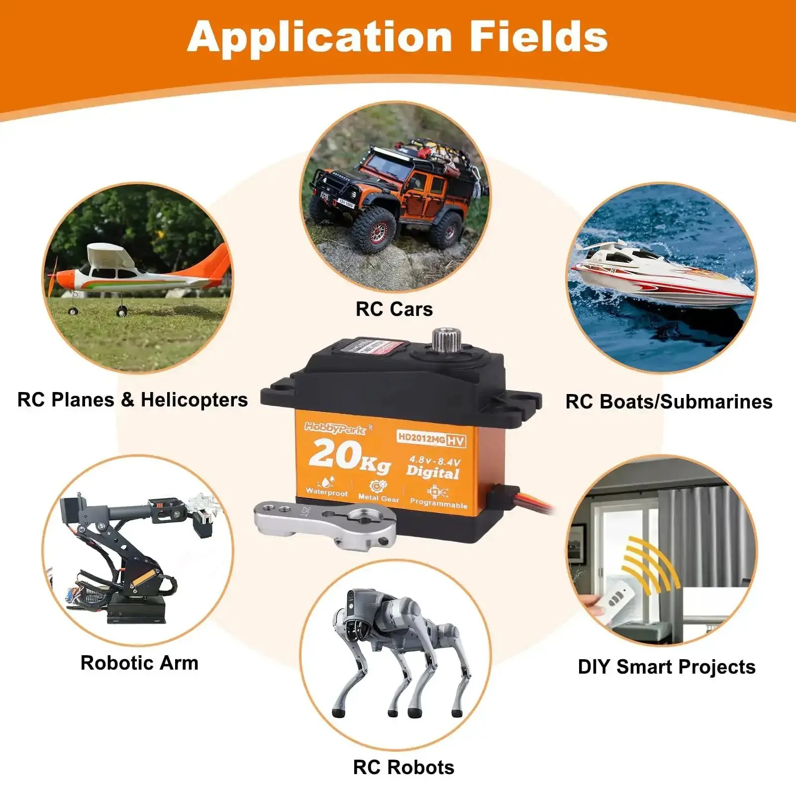 Beefy Waterproof High Torque RC Servo With Metal Gears 20Kg 25T Horn For 1 Tenth And 1 Twelfth Scale RC Cars And Robots Digital Servo 180 Degree Swing With Ultra Fast 0.09s Response For Outdoor All Weather Use - Image 2