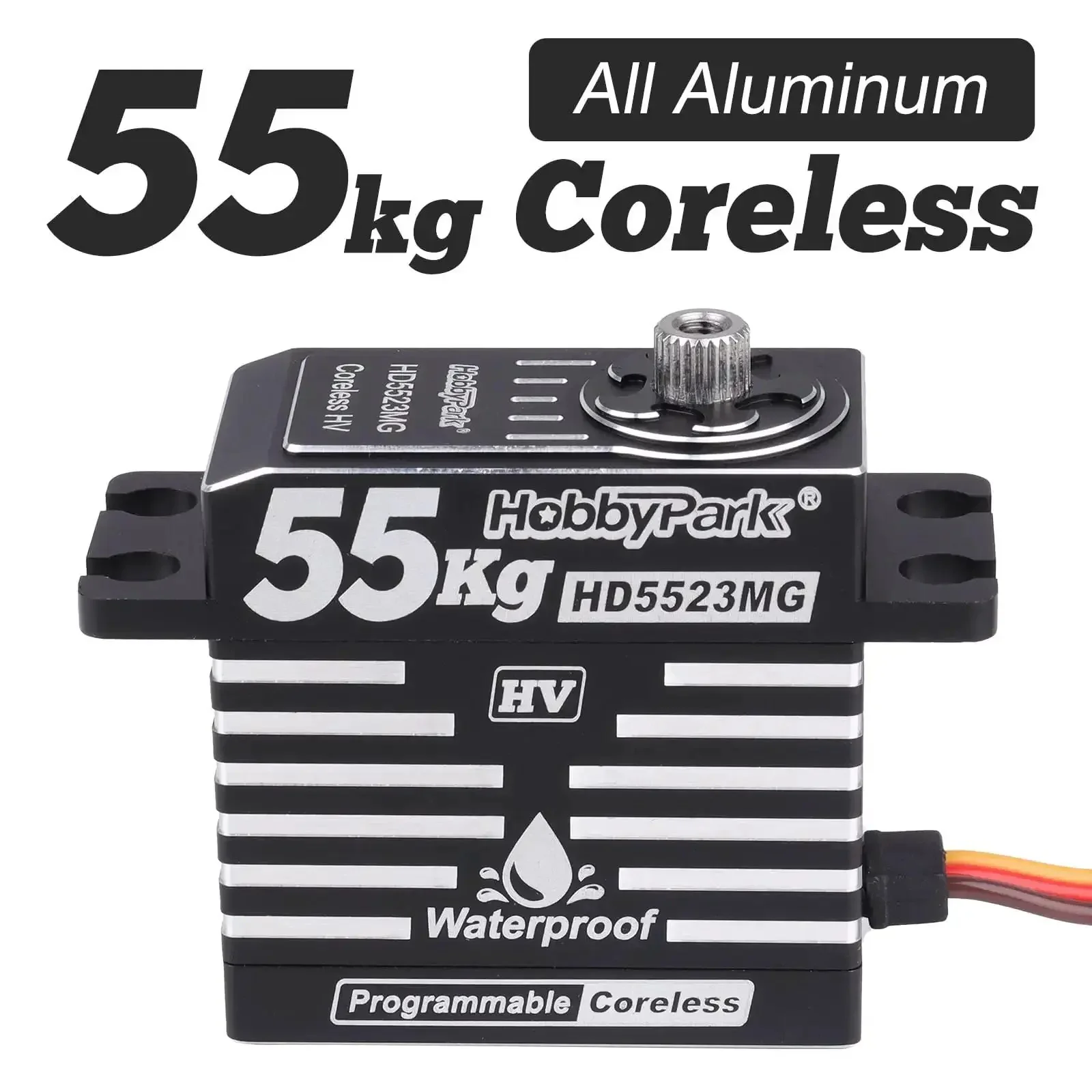 Beefy Waterproof RC Servo With 55Kg Torque Coreless Motor And Metal Gear Digital Servo In A Rugged Aluminum CNC Case For 1/8 And 1/10 RC Crawlers SCX10 TRX4 Trucks And Buggy Basher Control Angle 180 Degree - Image 2