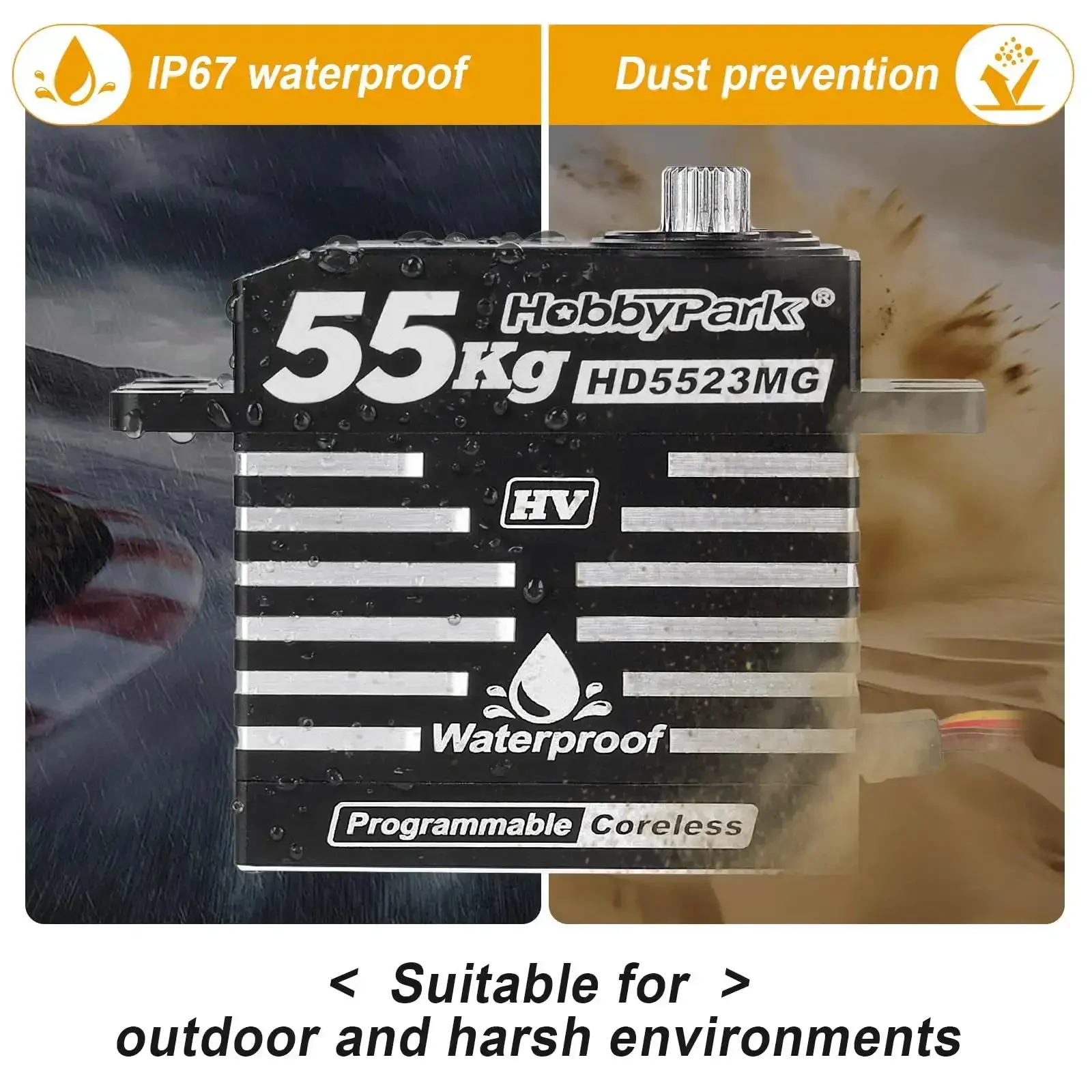 Beefy Waterproof RC Servo With 55Kg Torque Coreless Motor And Metal Gear Digital Servo In A Rugged Aluminum CNC Case For 1/8 And 1/10 RC Crawlers SCX10 TRX4 Trucks And Buggy Basher Control Angle 180 Degree - Image 8