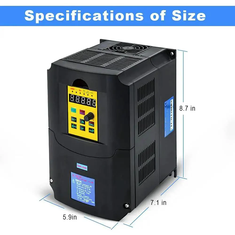 Beefy Workhorse 4KW 5HP 220V Variable Frequency Drive For 1 Or 3 Phase Input With 0 To 400Hz Output 26A Inverter Controller For CNC Motors And Spindle Speed Control - Image 6