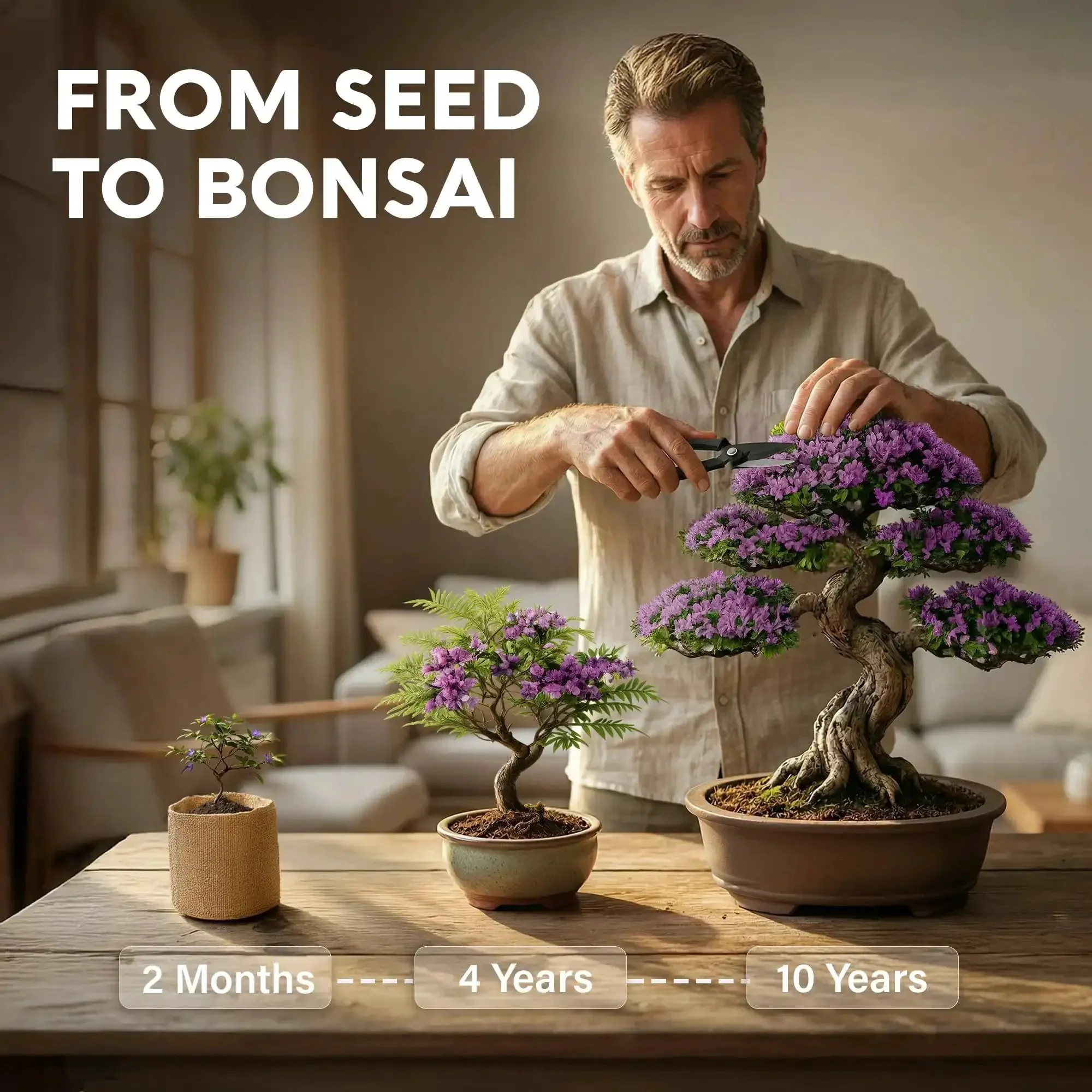 Beginner Bonsai Tree Kit With 5 Unique Japanese Bonsai Trees, Complete Indoor Bonsai Starter Kit Includes Tools, Planters, Extra Seeds, And DIY Growing Guide Dope Gift For Women And Men - Image 5