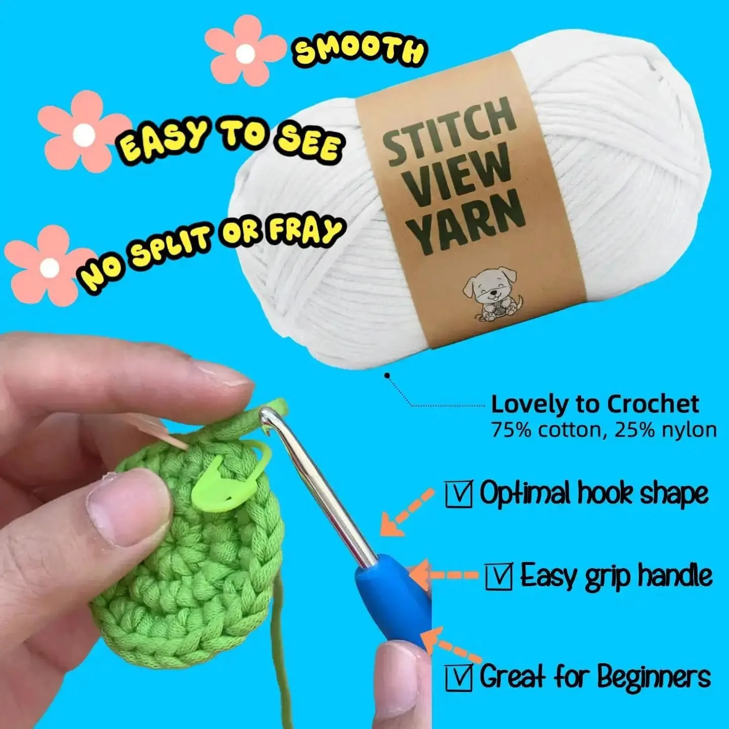Beginner Crochet Amigurumi Kit For Puppy With Bow Tie, 5 Inch Starter Set, Video Tutorial Included, All Supplies Included, Easy Learn To Crochet, Great Gift For Women Teens Girls - Image 5