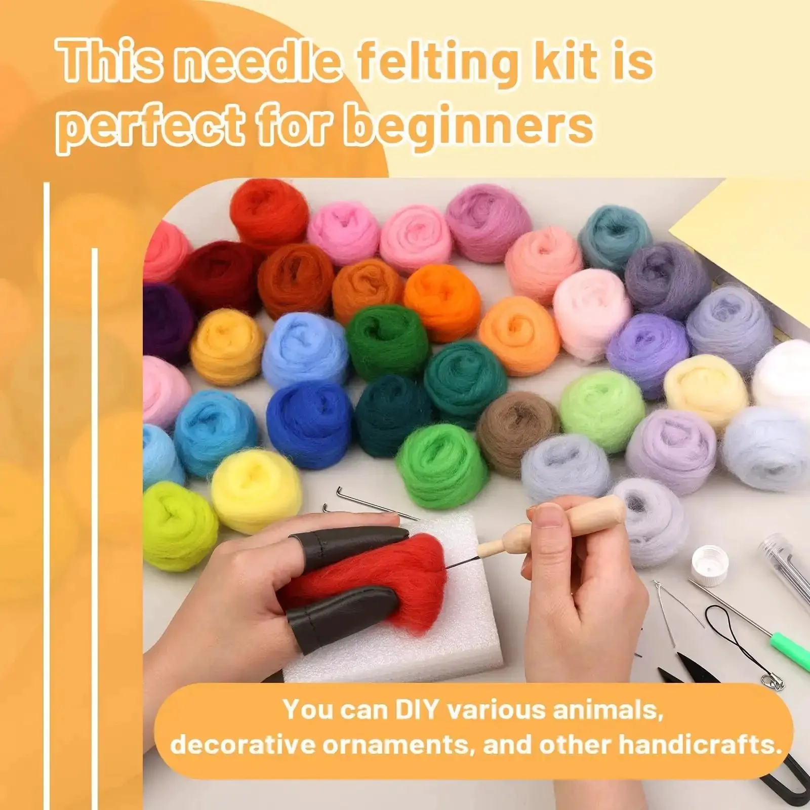 Beginner Friendly 45 Colors Needle Felting Kit With Tools Needles Eyes Scissors Storage Bag And Box All In One DIY Handcraft Starter Set For Creative Felt Projects At Home - Image 2