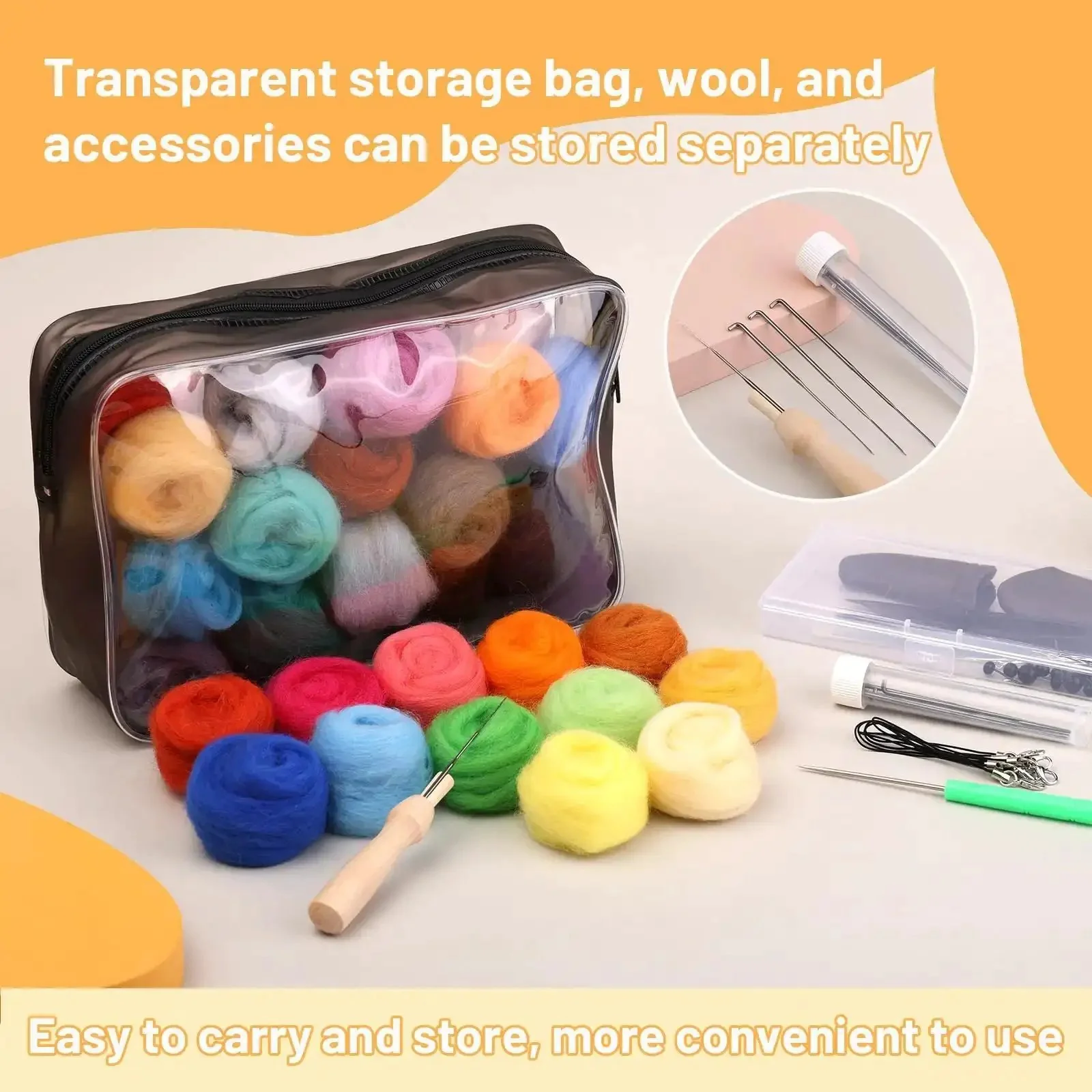 Beginner Friendly 45 Colors Needle Felting Kit With Tools Needles Eyes Scissors Storage Bag And Box All In One DIY Handcraft Starter Set For Creative Felt Projects At Home - Image 5
