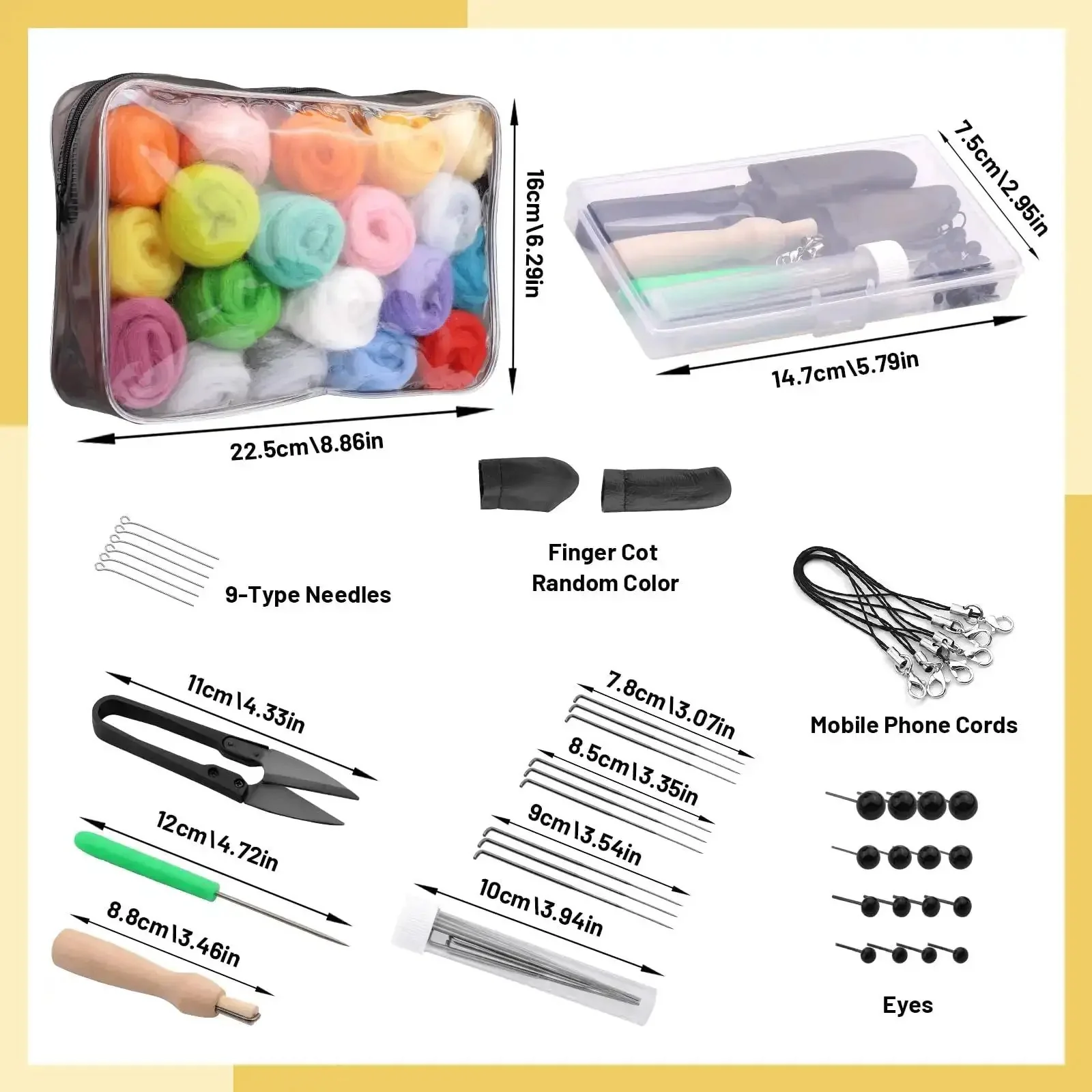 Beginner Friendly 45 Colors Needle Felting Kit With Tools Needles Eyes Scissors Storage Bag And Box All In One DIY Handcraft Starter Set For Creative Felt Projects At Home - Image 6