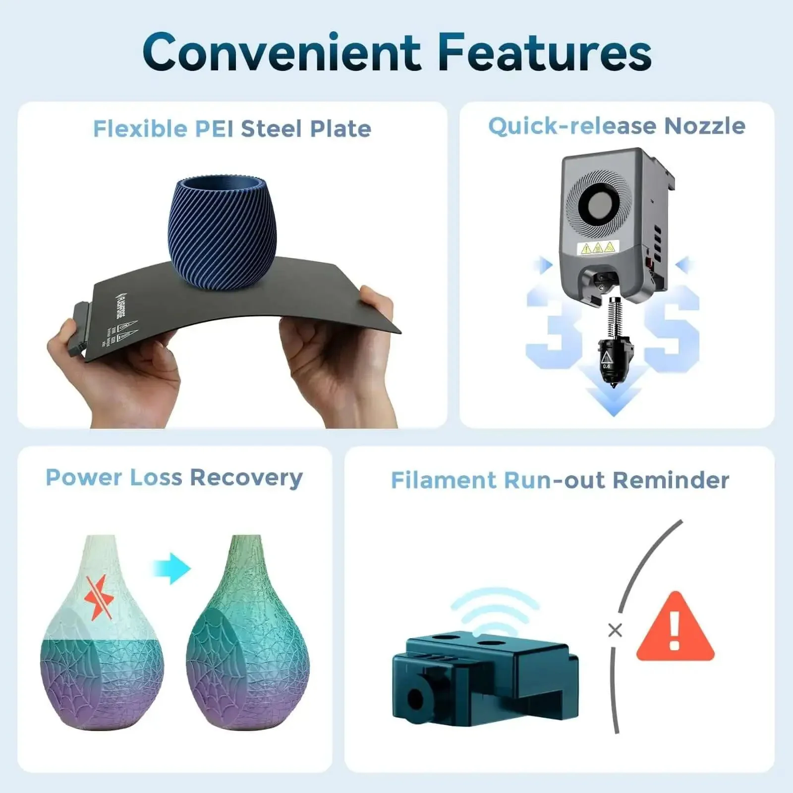 Beginner Friendly Adventurer 5M 3D Printer With Auto Leveling And Direct Drive, 200C Hotend, 600mm Per Sec Hyper Speed, 20,000 mm Per Sec Squared Acceleration, Fast Heat Up, PEI Build Plate, 8.7x8.7x8.7 Inch, Ideal For Home, School And Makers - Image 2