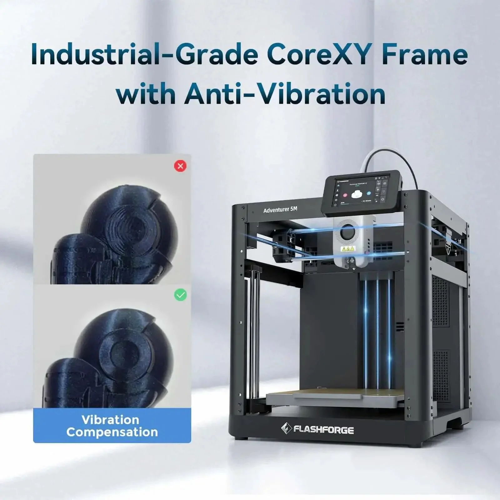 Beginner Friendly Adventurer 5M 3D Printer With Auto Leveling And Direct Drive, 200C Hotend, 600mm Per Sec Hyper Speed, 20,000 mm Per Sec Squared Acceleration, Fast Heat Up, PEI Build Plate, 8.7x8.7x8.7 Inch, Ideal For Home, School And Makers - Image 3