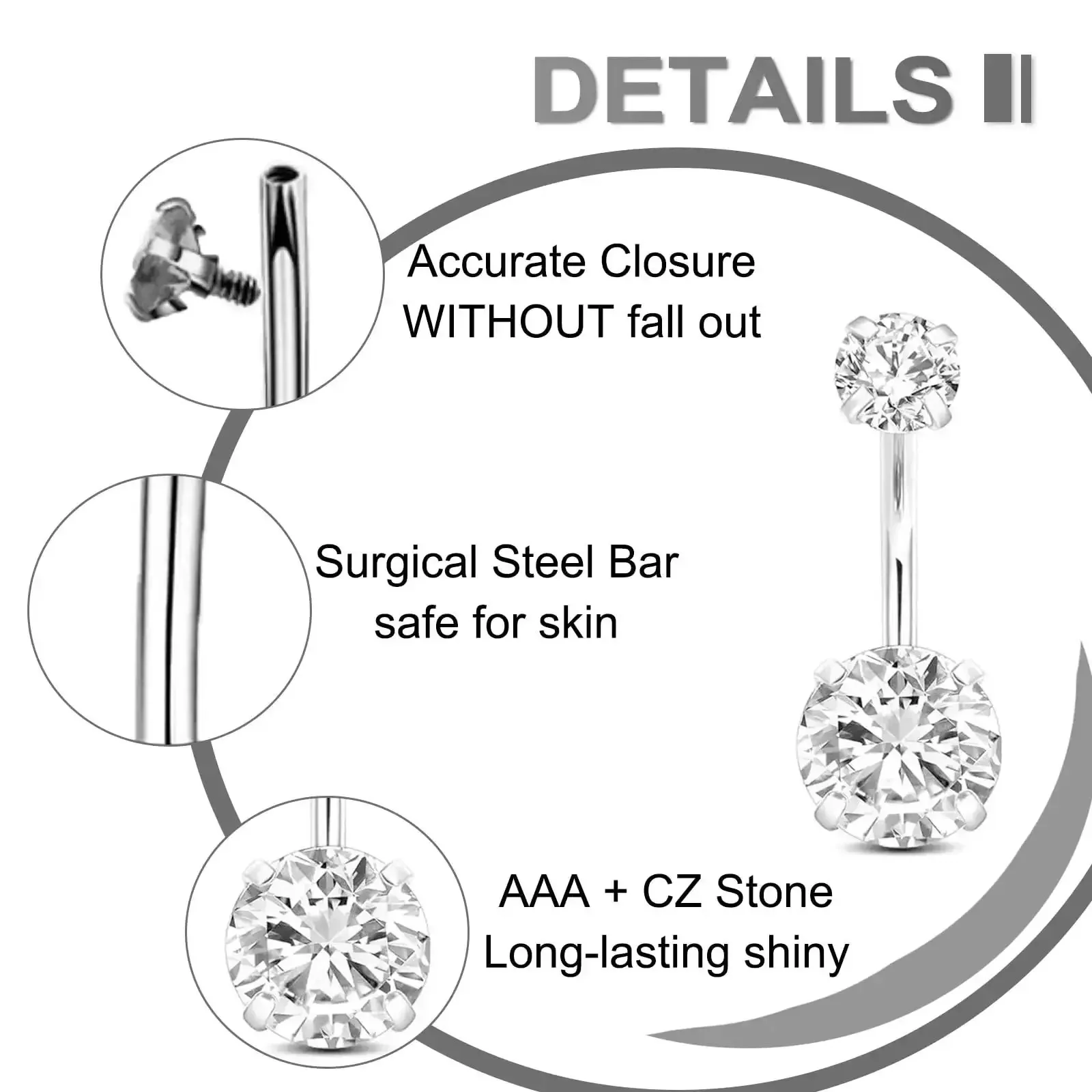 Beginner Friendly Belly Button Piercing Kit 16Pcs Set With Navel Rings Pliers Disposable 12G And 14G Stainless Steel Needles For DIY Piercing Self Care Kit Silver - Image 5