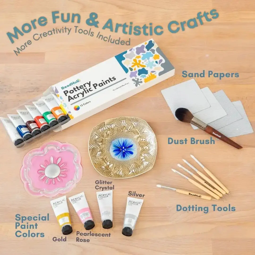 Beginner Pottery Kit With Air Dry Clay 4.4 Lbs And 2Kg Modeling Clay, Sculpting Tools, Paint, Glaze, Sanding Block, For Adults To Mold, Sculpt, Sand, And Paint At Home - Image 4