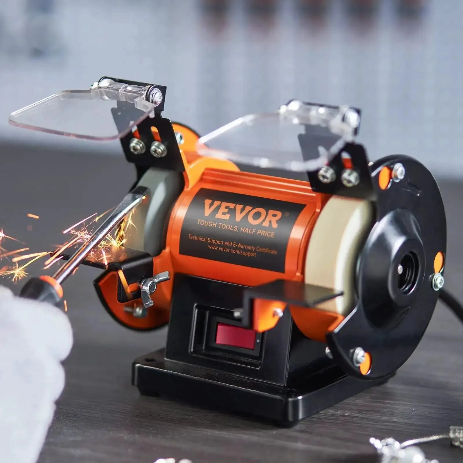 Bench Top Buffer Polisher And Grinder For Metal Jewelry Wood Jade Plastic And Silver DIY Projects With 3590 RPM Pro Grade Three Polishing Wheels Wool Wheel And Abrasive Fiber Wheel Brushless Motor For Low Noise And Maintenance Free Performance - Image 3