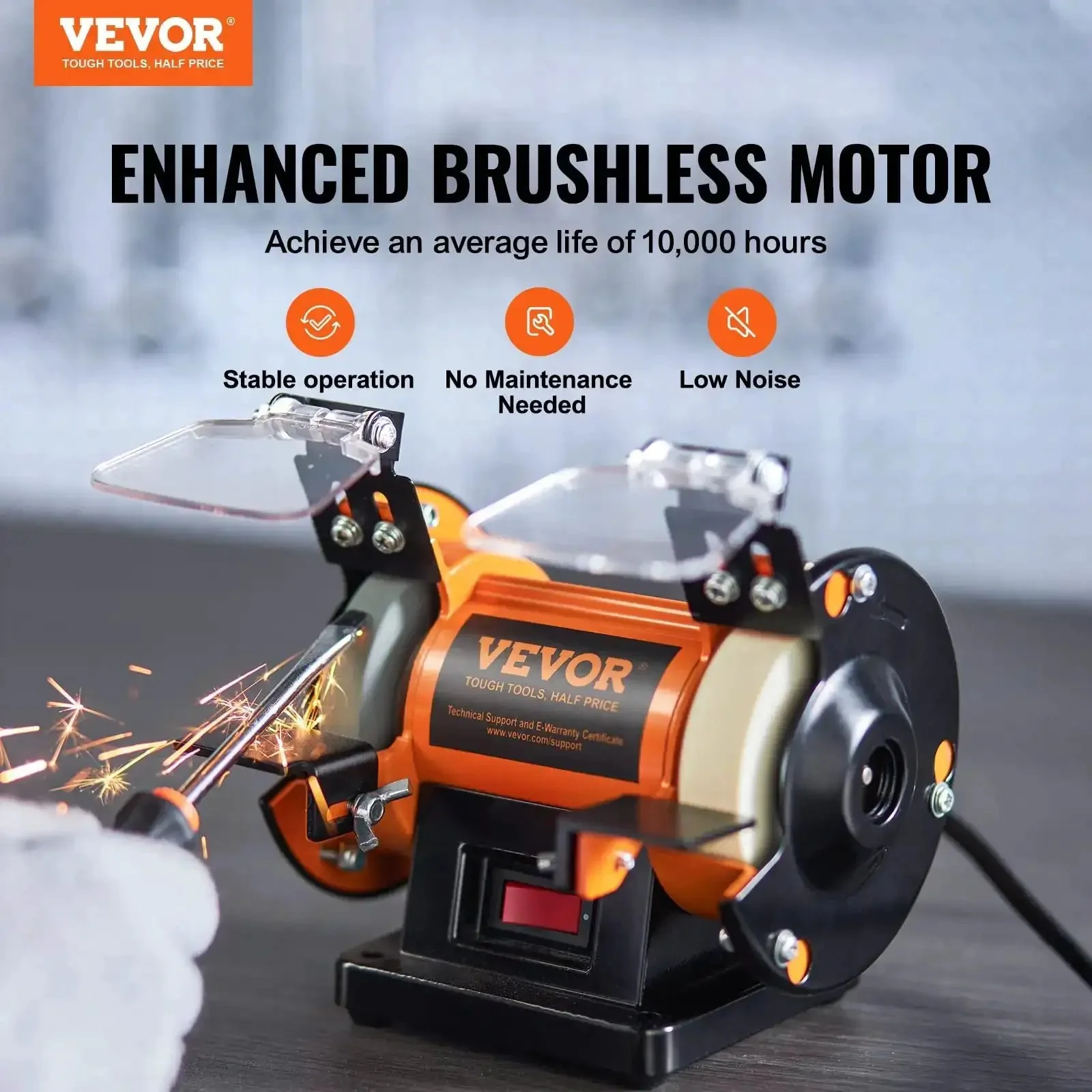 Bench Top Buffer Polisher And Grinder For Metal Jewelry Wood Jade Plastic And Silver DIY Projects With 3590 RPM Pro Grade Three Polishing Wheels Wool Wheel And Abrasive Fiber Wheel Brushless Motor For Low Noise And Maintenance Free Performance - Image 9