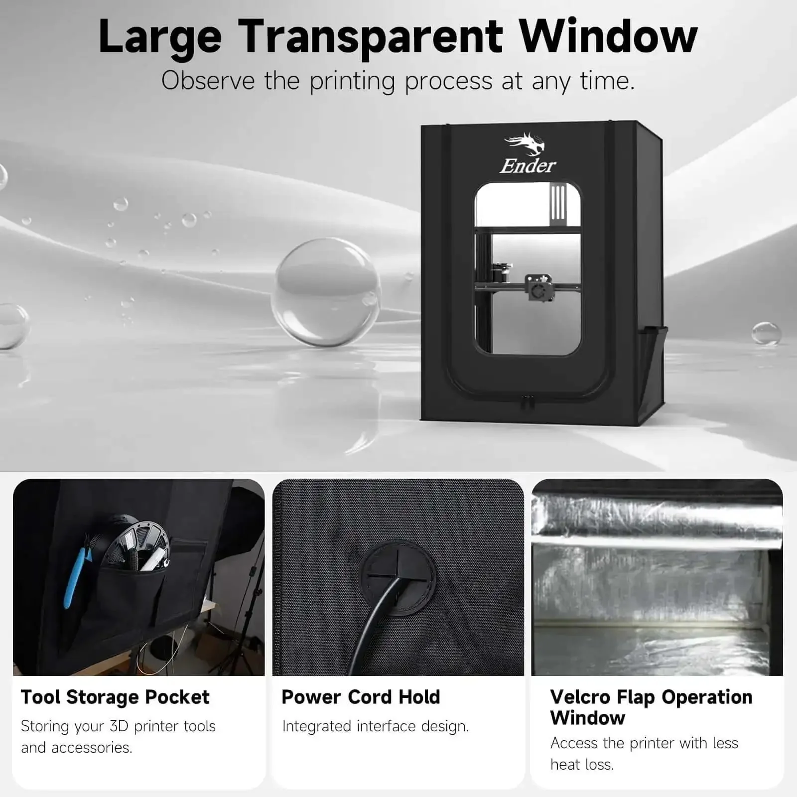 Big Ol 3D Printer Enclosure With Stable Temperature Fireproof And Dustproof Protective Cover 480x600x720mm Wide Fit For Ender 3 Series And More Printers - Image 5