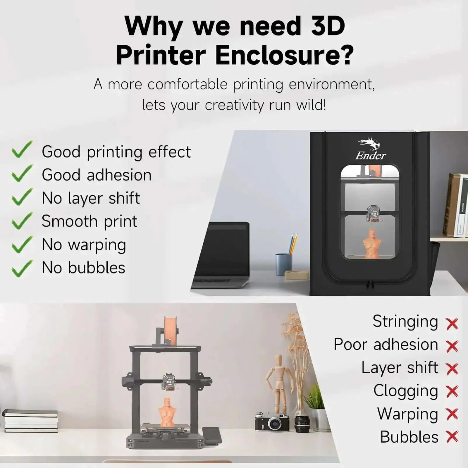 Big Ol 3D Printer Enclosure With Stable Temperature Fireproof And Dustproof Protective Cover 480x600x720mm Wide Fit For Ender 3 Series And More Printers - Image 7
