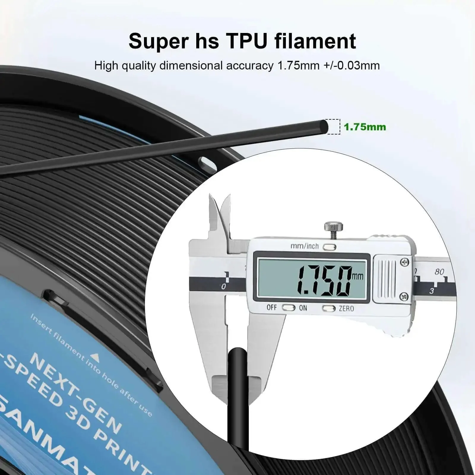 Black 1.75mm TPU Filament 95A 1Kg For FDM 3D Printers High Speed Flexible Durable Elastic Filament With Dimensional Accuracy About 0.03mm 50 To 200 mm Per Second - Image 3