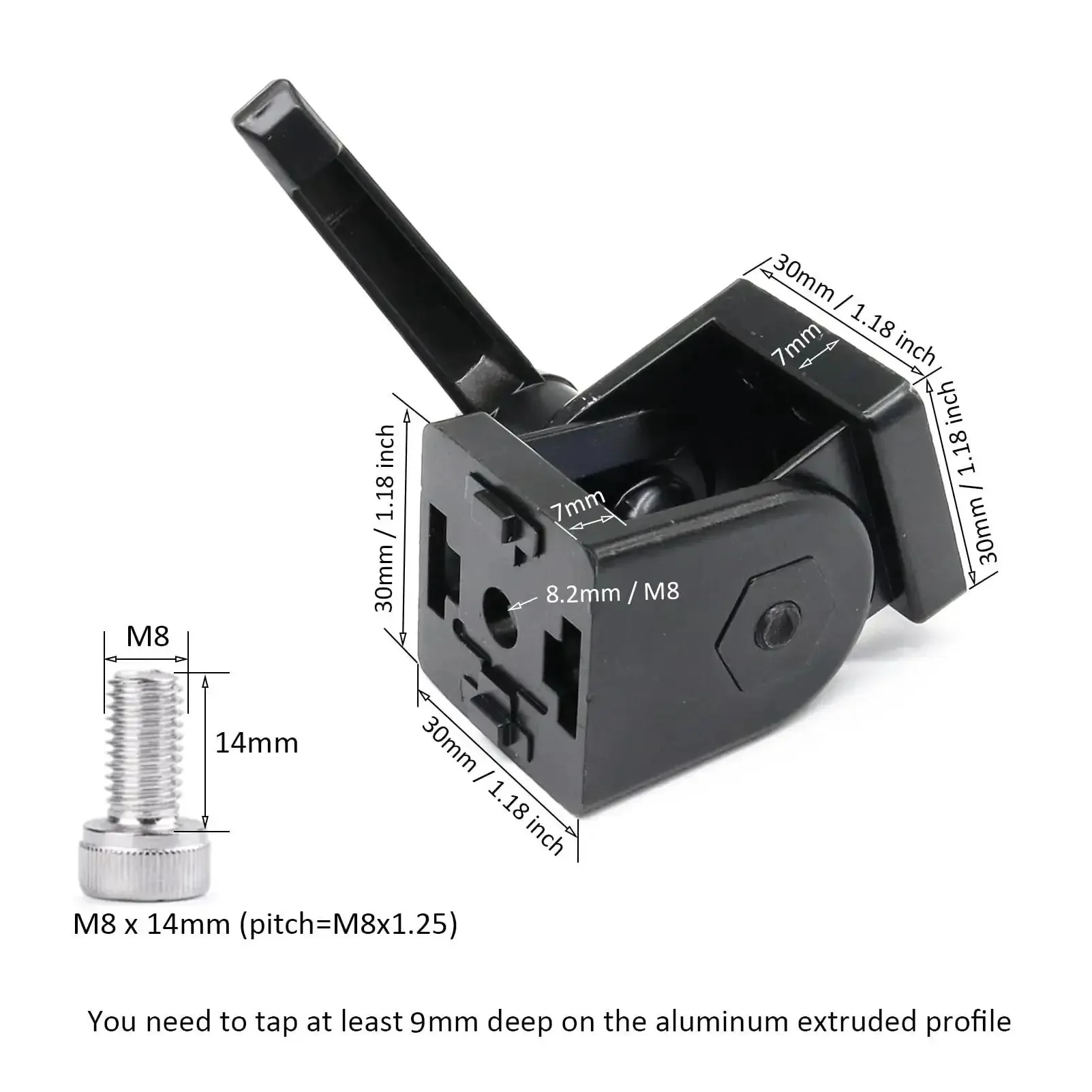 Black 2 Sets 3030 Aluminum Extrusion Pivot Hinge Swivel Degree Angle Bracket With Handle For 30 Series 3030 3060 Vt Slot Extruded Aluminum Profile Hardware Connector Ideal For Diy Projects And Industrial Builds - Image 6