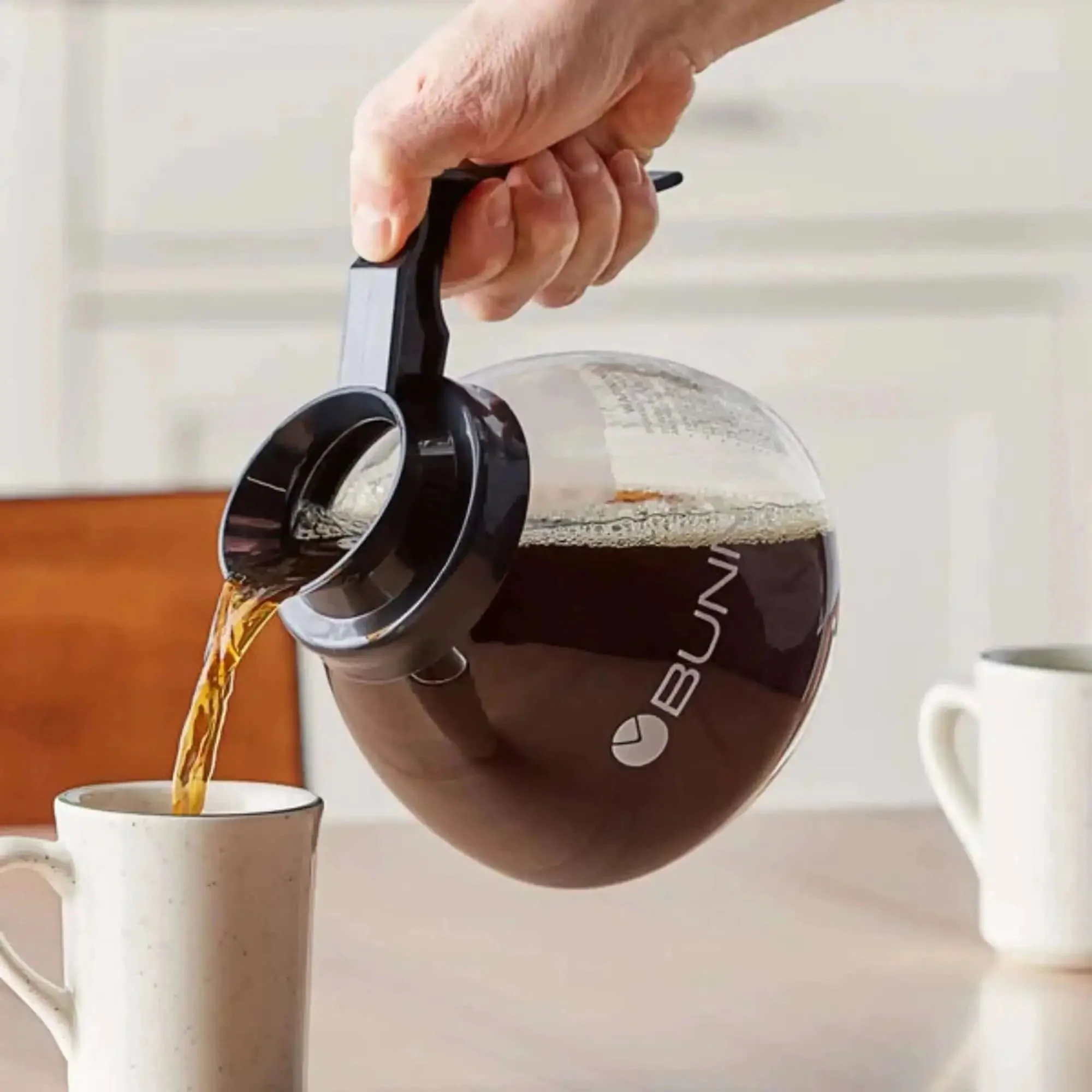 Black 64 Oz Coffee Carafe With Ergonomic Handle New Glass Design Shatter Resistant Laboratory Grade Glass Easy Pour Decanter For Hot Coffee 12 Cup Capacity Durable Balanced Brew Vessel - Image 2