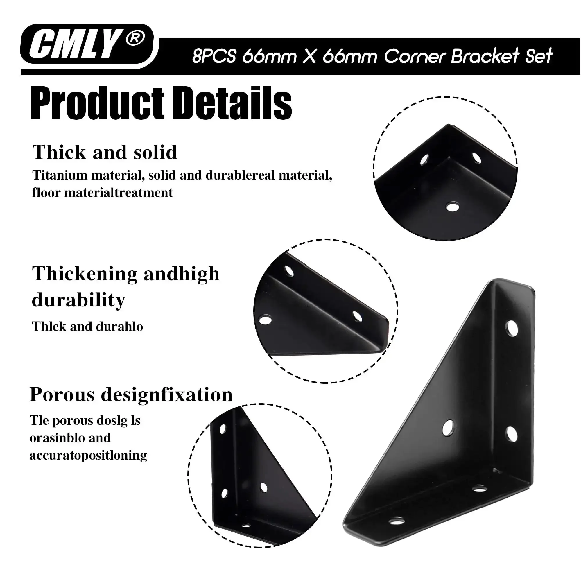 Black 8 Pack 66mm Triangle Shelf Brackets For Wood Metal And Cabinets, 90 Degree Corner Desk Connectors, Beefy Heavy Duty Cold Rolled Steel, Corrosion Resistant, Easy Install, Keeps Shelves Solid - Image 6