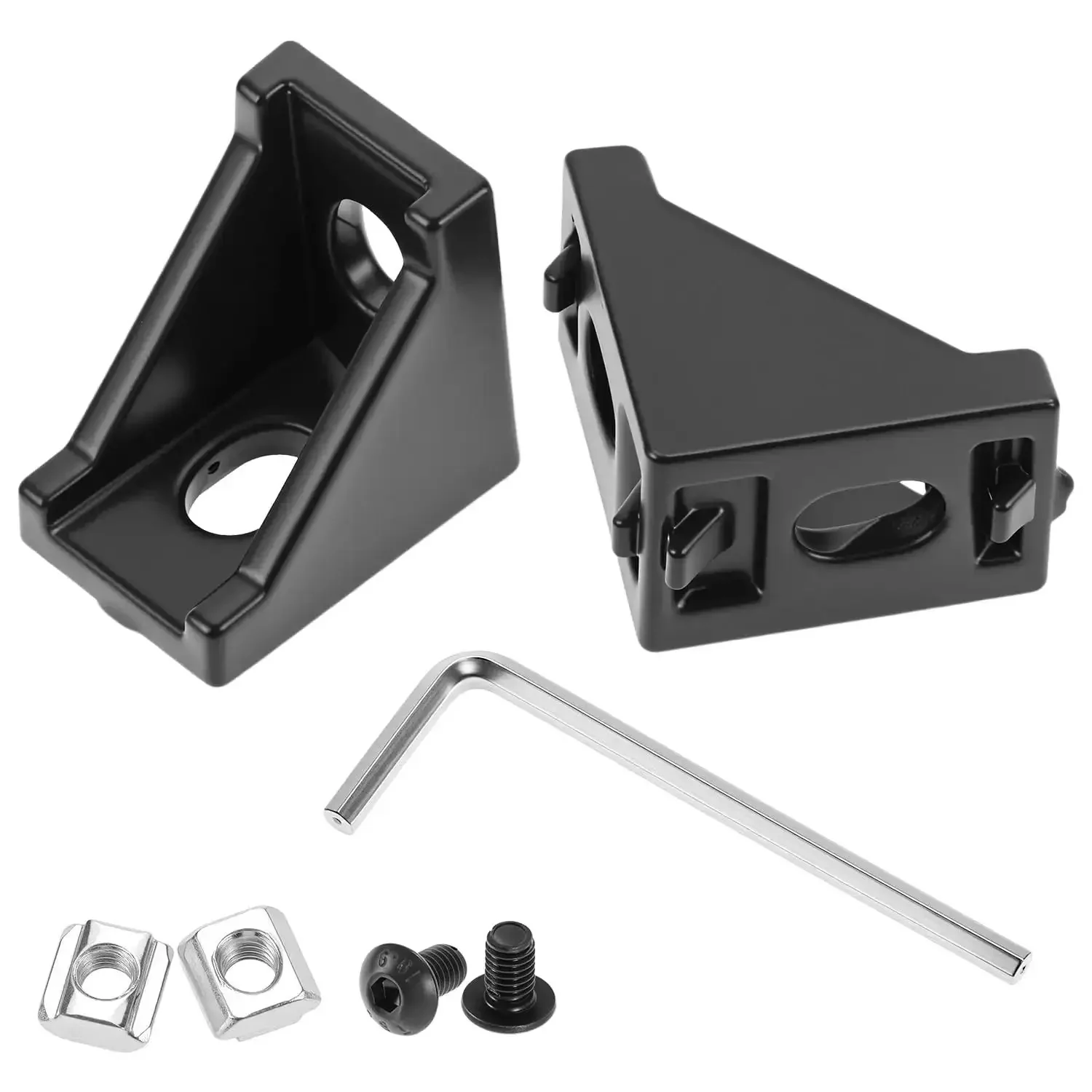 Black Aluminum Extrusion Profile Connector Kit For 20S 2020 Series Includes 30 Corner Brackets 60 T Slot Nuts M5 Screws Bolts And Wrench For Easy No Fuss Aluminum Frame Assembly - Image 6