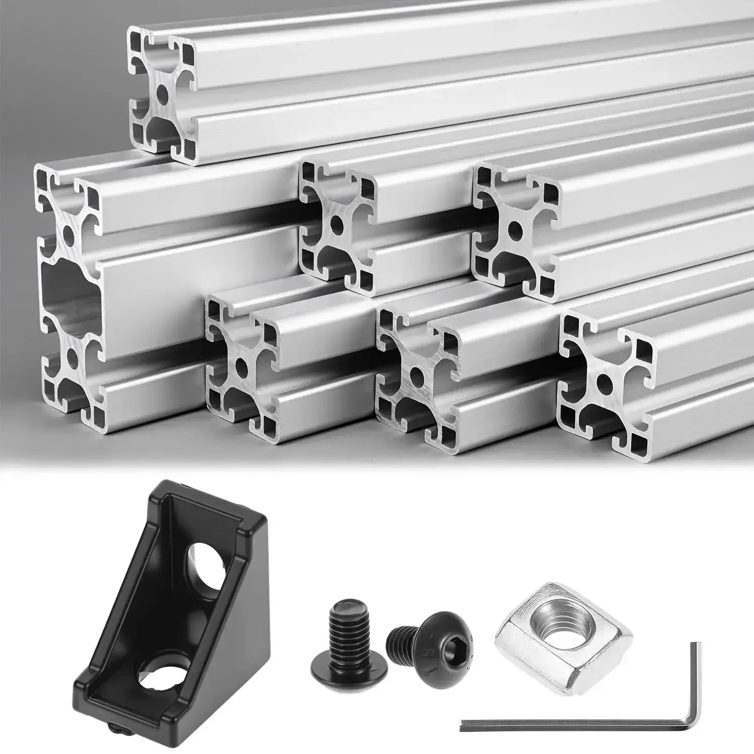 Black Aluminum Extrusion Profile Connector Kit For 20S 2020 Series Includes 30 Corner Brackets 60 T Slot Nuts M5 Screws Bolts And Wrench For Easy No Fuss Aluminum Frame Assembly - Image 8
