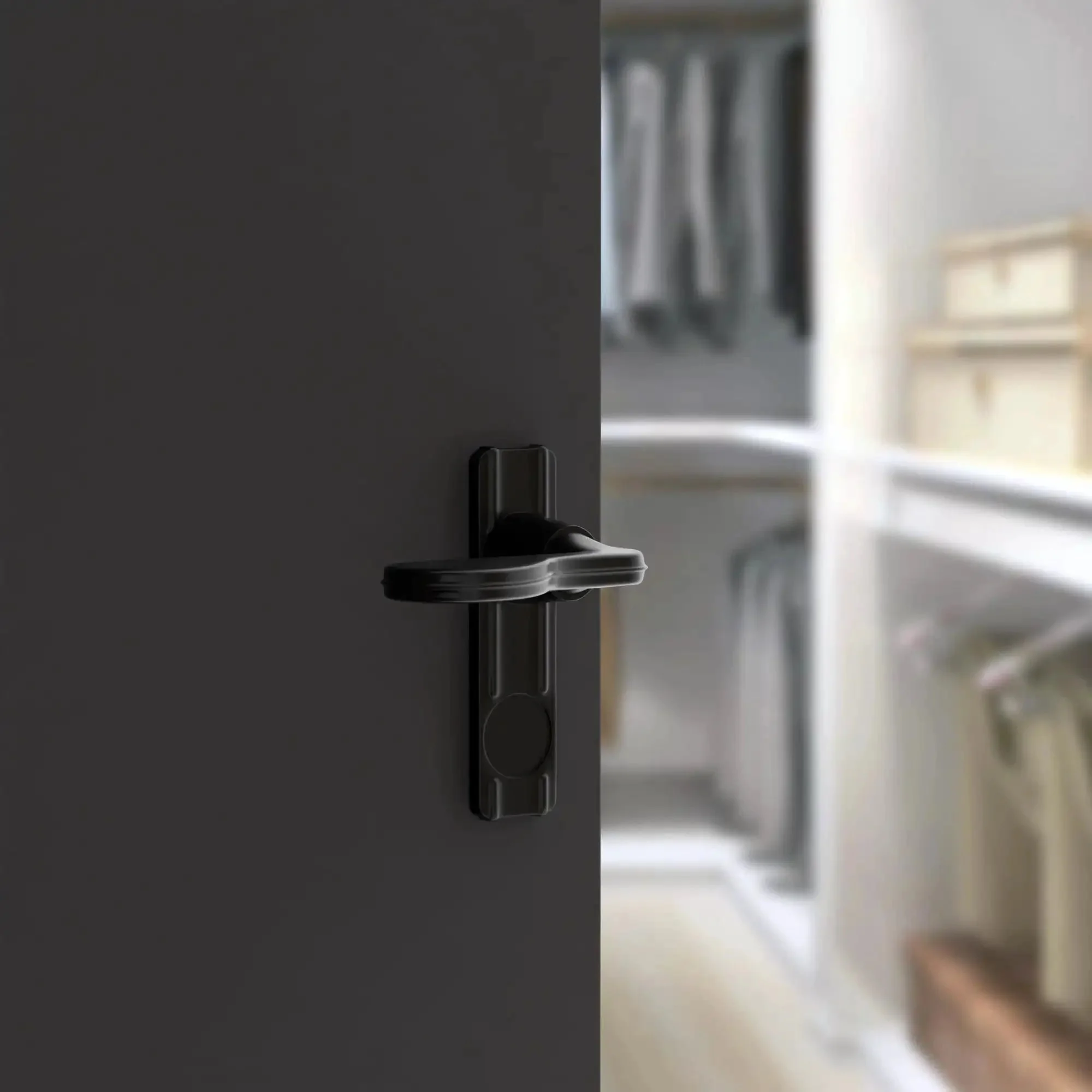Black Aluminum Lever Latch Set With Night Lock For Door Thickness Five Eighths To One And Three Eighths Inches Reversible Handle Two And A Half Inch Centers Three And A Half Inch Height Lock It Down No Fuss For Home Or Office Sleek Finish - Image 2