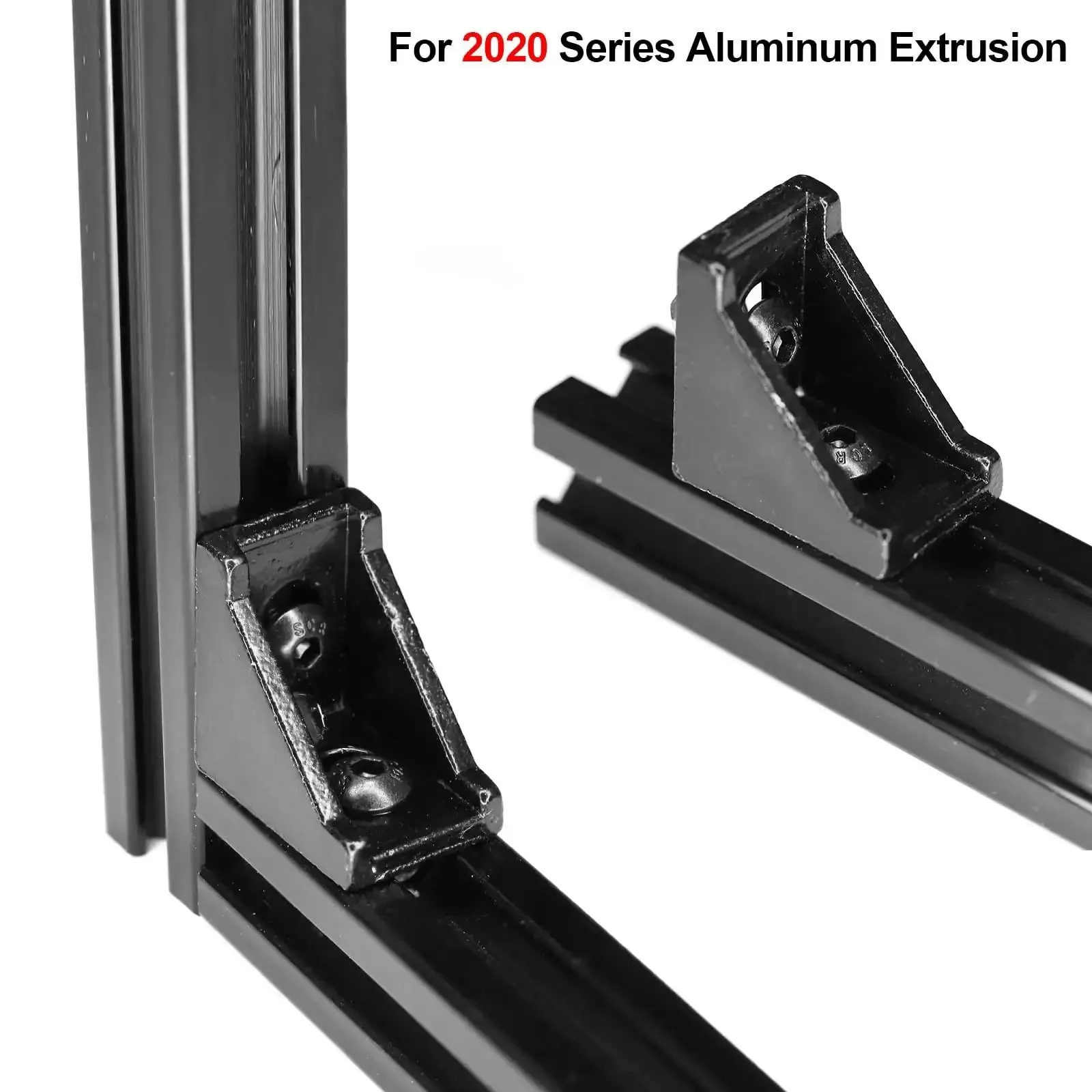 Black Corner Brackets For 2020 Aluminum Extrusion T Slot Set Of 20 6mm Compatible Box Packed With Screws Perfect For CNC DIY 3D Printer Projects And Industrial Bracket Making Rustproof Zinc Alloy With Sand Blasted Finish - Image 2