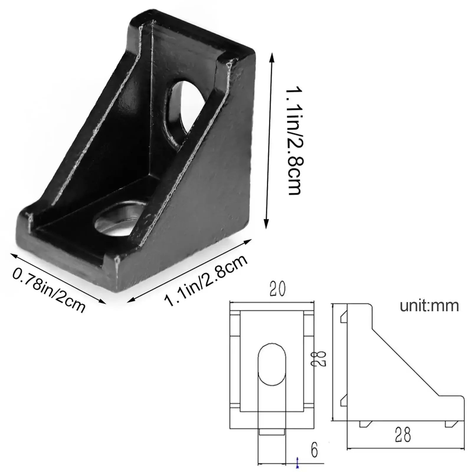Black Corner Brackets For 2020 Aluminum Extrusion T Slot Set Of 20 6mm Compatible Box Packed With Screws Perfect For CNC DIY 3D Printer Projects And Industrial Bracket Making Rustproof Zinc Alloy With Sand Blasted Finish - Image 6