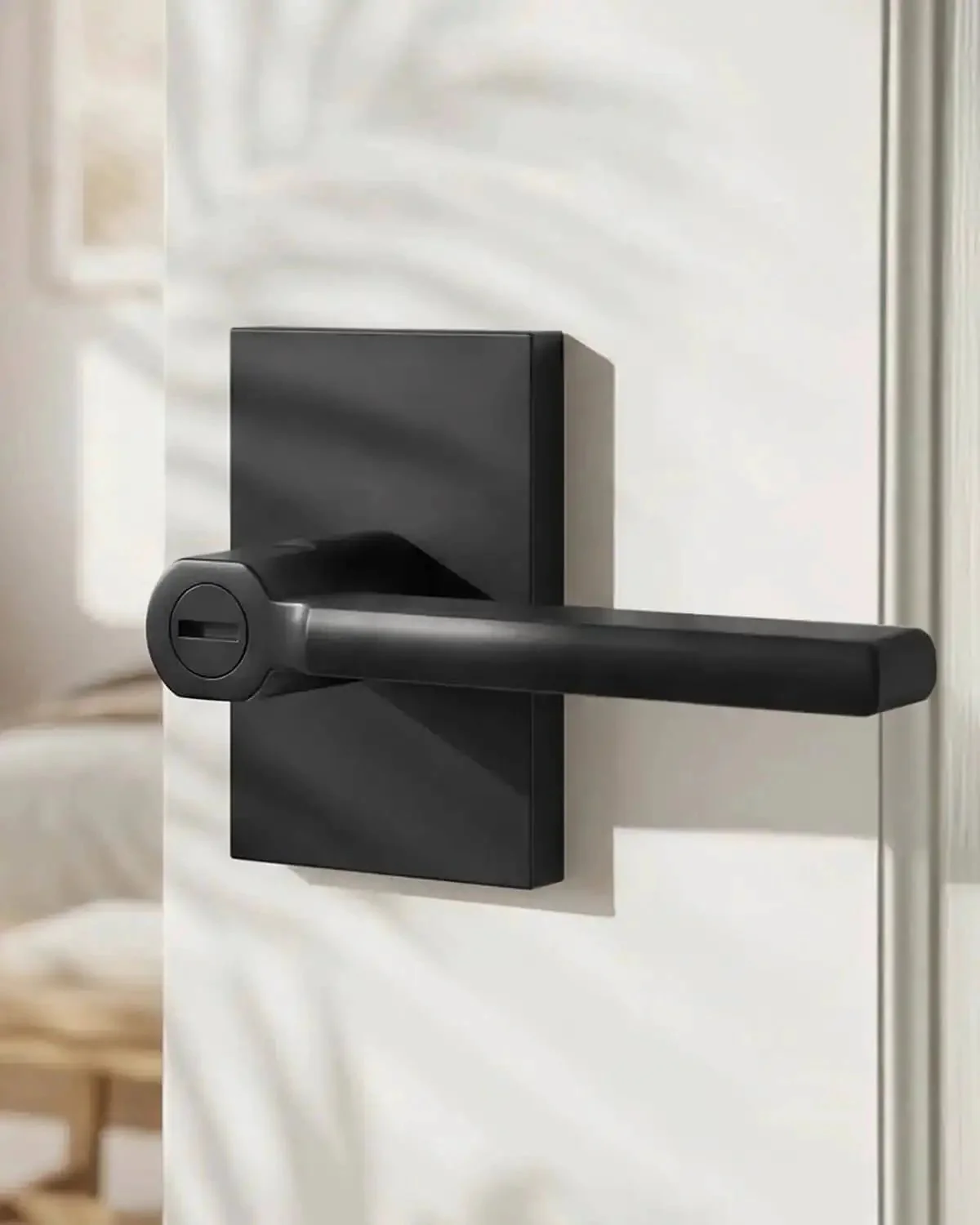 Black Door Handle Set For Interior Doors, Built To Last Heavy Duty Privacy Lever For Bedroom And Bathroom, Adjustable And Reversible, Keyless Privacy Push Button, 1 Pack - Image 2