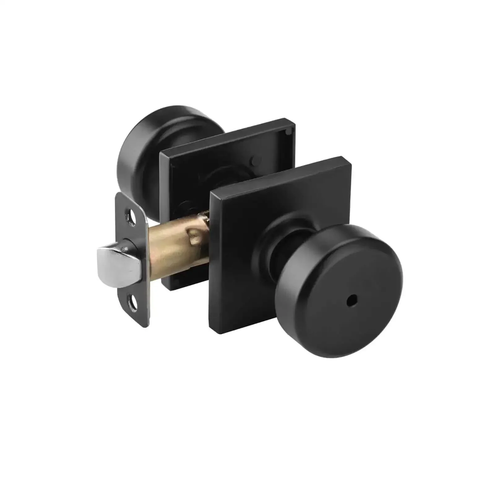 Black Interior Door Knobs For Bathroom And Bedroom Pismo Privacy Doorknob With Turn Lock And Square Rosette Heavy Duty Privacy Door Knob With Lock No Sweat Fifteen Minute Install